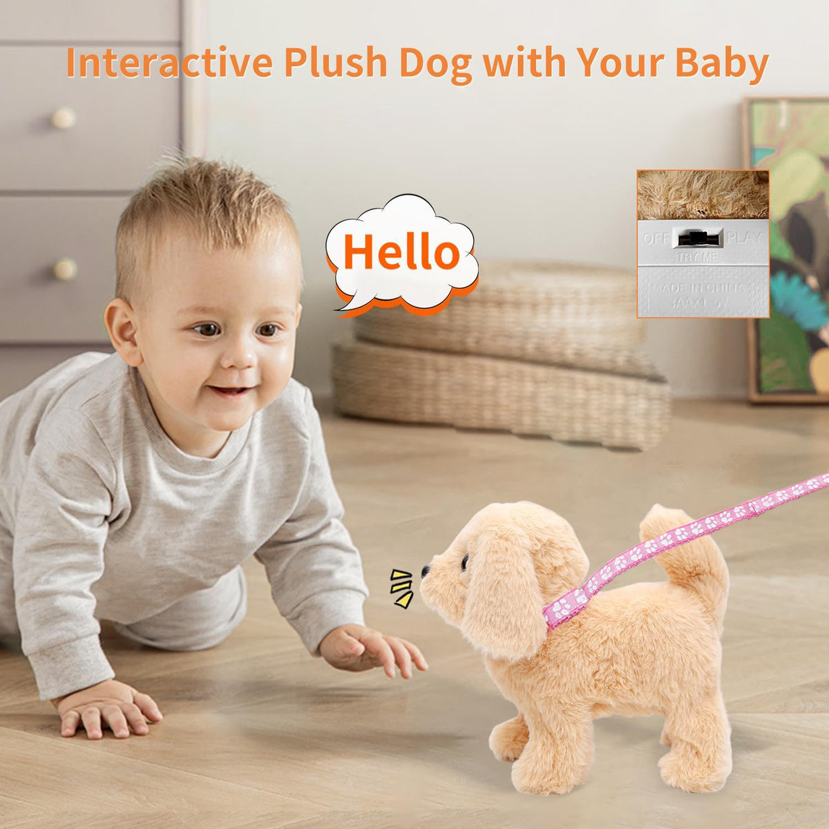 Walking Dog Toddler Toys 1-3 for Boys, Walking Plush Toys for Toddler Girls 1-3, Birthday Gifts Toys for 1 2 3 Year Old Girls