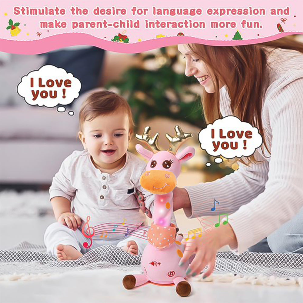 Interactive Light-Up Giraffe Plush Toys for 1 2 3 Year Old Girls, Musical & Dancing Stuffed Animal Toddler Toys 1-3 for Girls, Birthday Gifts Baby Toys for 6-12-24 Months Girls Boys