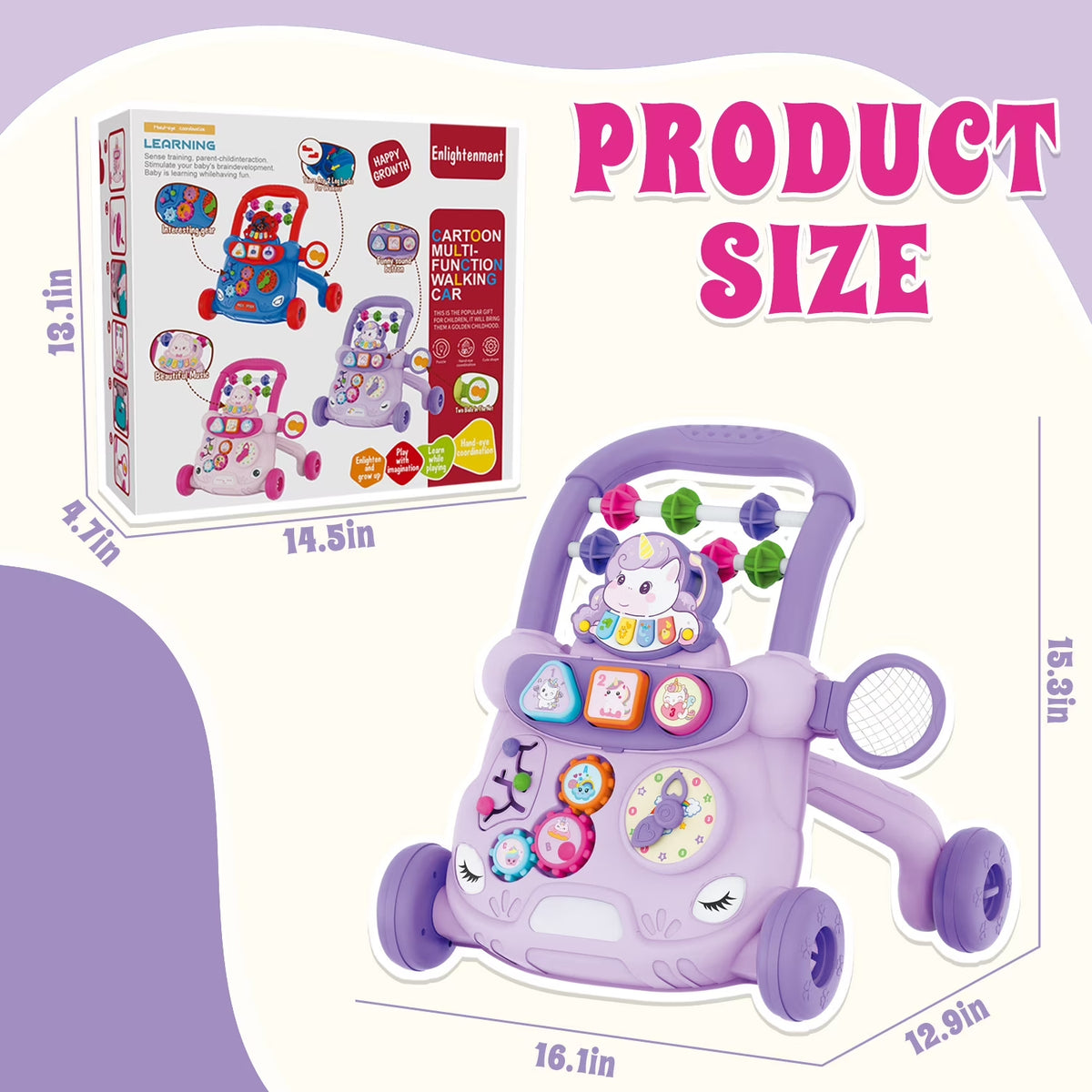 Baby Walker Toys for 1 Year Old, Sit to Stand Early Learning Walker with Activity Center, Baby Push Walker