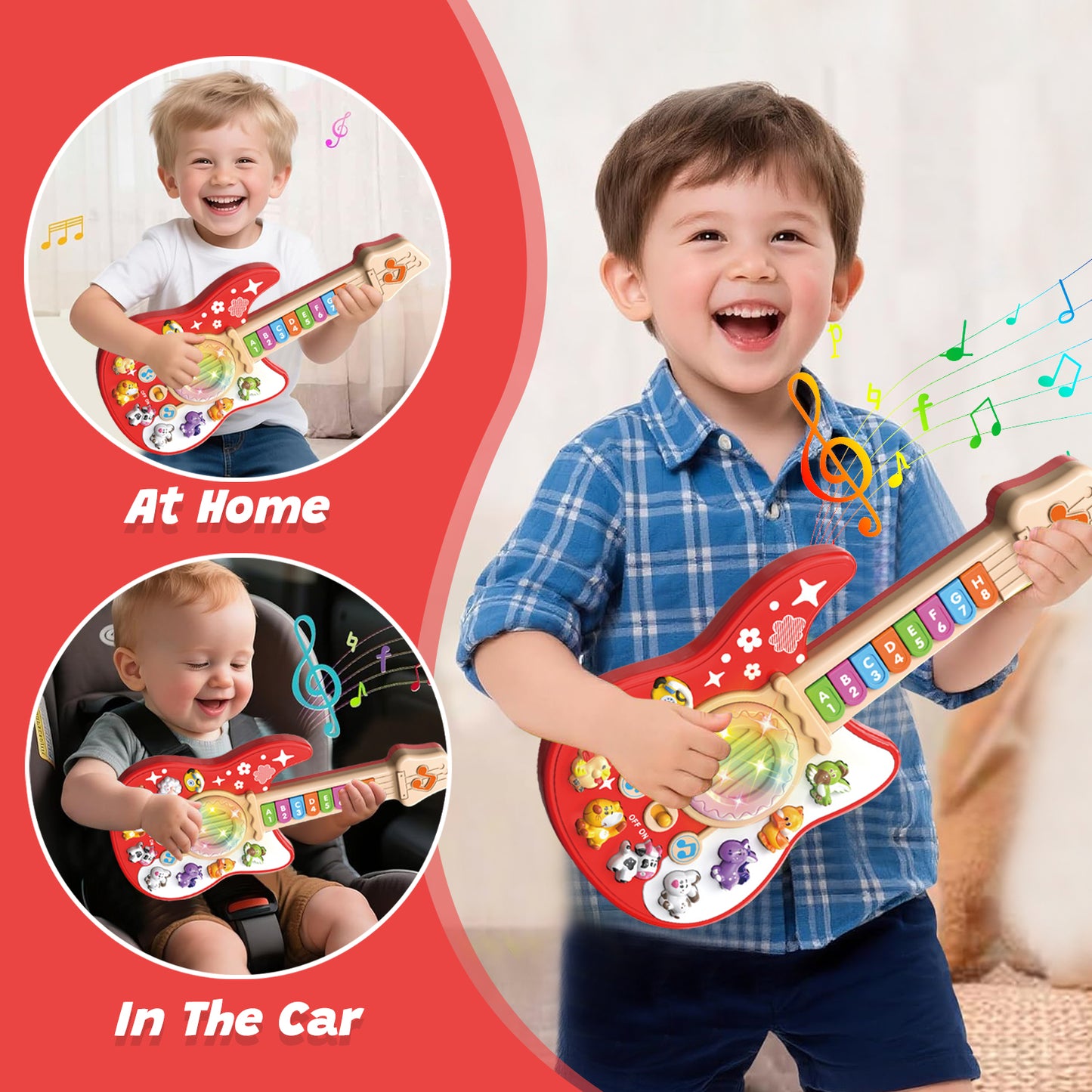 Baby Musical Toys for 12-24 Months, Learning Toys for Toddlers 1 2 3 Year Old Boys Girls, Piano Guitar Toddler Toys 1-3 for Boys, First Birthday Gifts Toys for 1 2 Year Old Girls