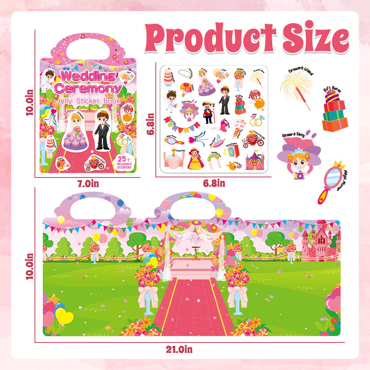 Reusable Sticker Books, Toys for 3 4 5 6 Years Old Girls, Kids Jelly Sticker Activity Toys for Girls 3-6 Years, Birthday Gift Toddlers Toys for 2 3 4 5 Years Old Girls