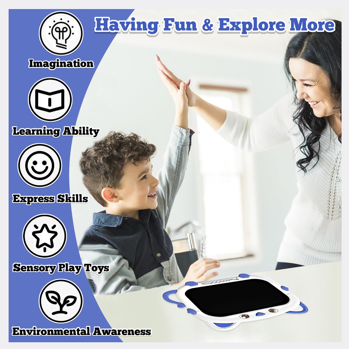Drawing Board for Toddlers 3+ Year Old Boys, Color Doodle Writing Pad Kids Gifts Boys Toys Ages 3-5-7, Learning Educational Toddler Toys for 3 4 5 6 Years Old Boys
