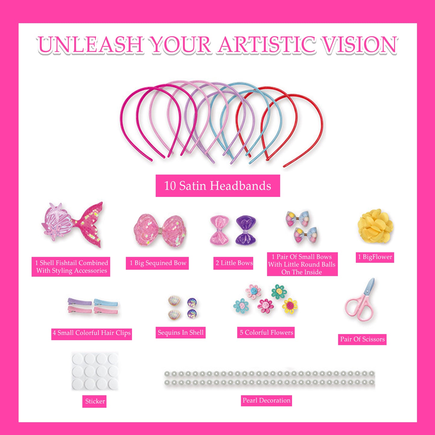 Kids Arts and Crafts Toys for Girls 3-6 Years, Headband Making Kit Toys for 3 4 5 6 7 8 9 10 Year Old Girls, Gifts for Girl Toys 8-11