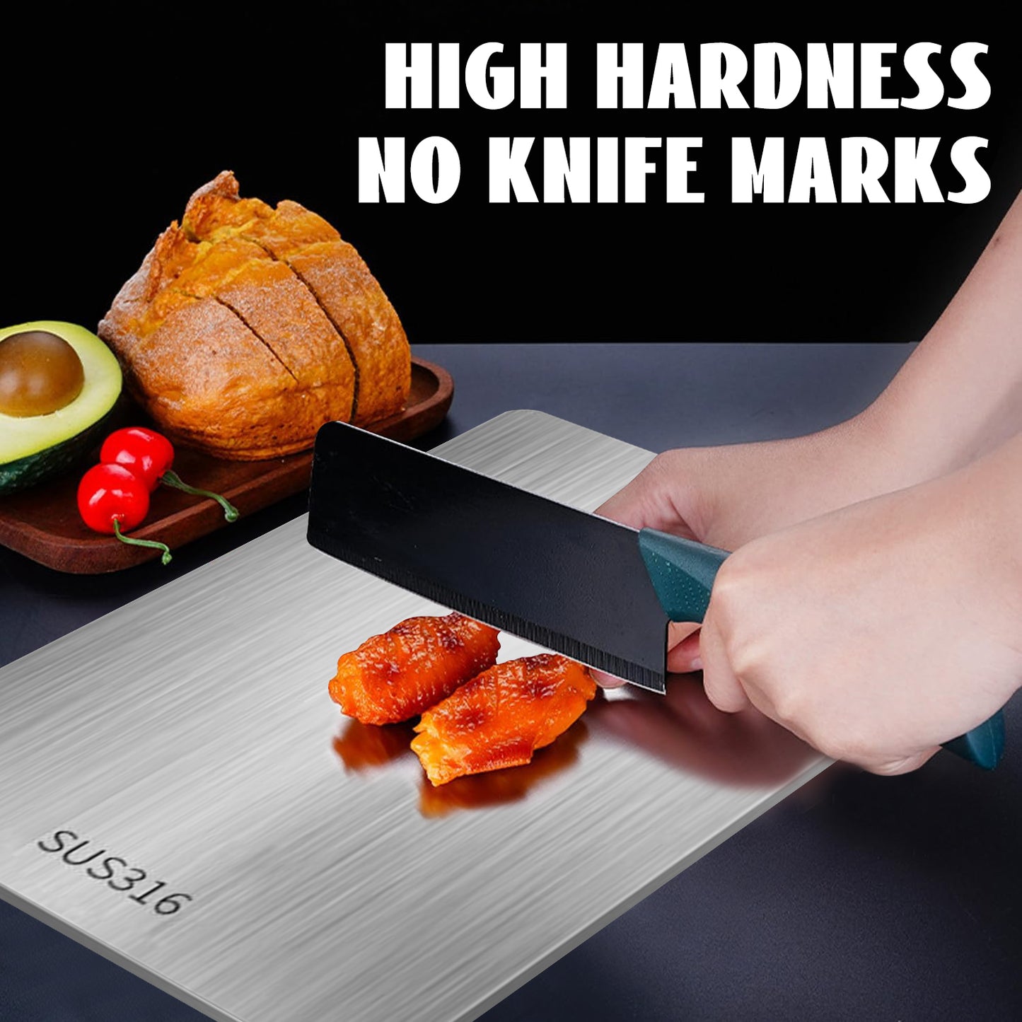 Titanium Cutting Board, Steel Cutting Boards For Kitchen, Double-Sided Stainless Steel Cutting Board 316 for Cutting Vegetables Meat (15.4 * 11 in)