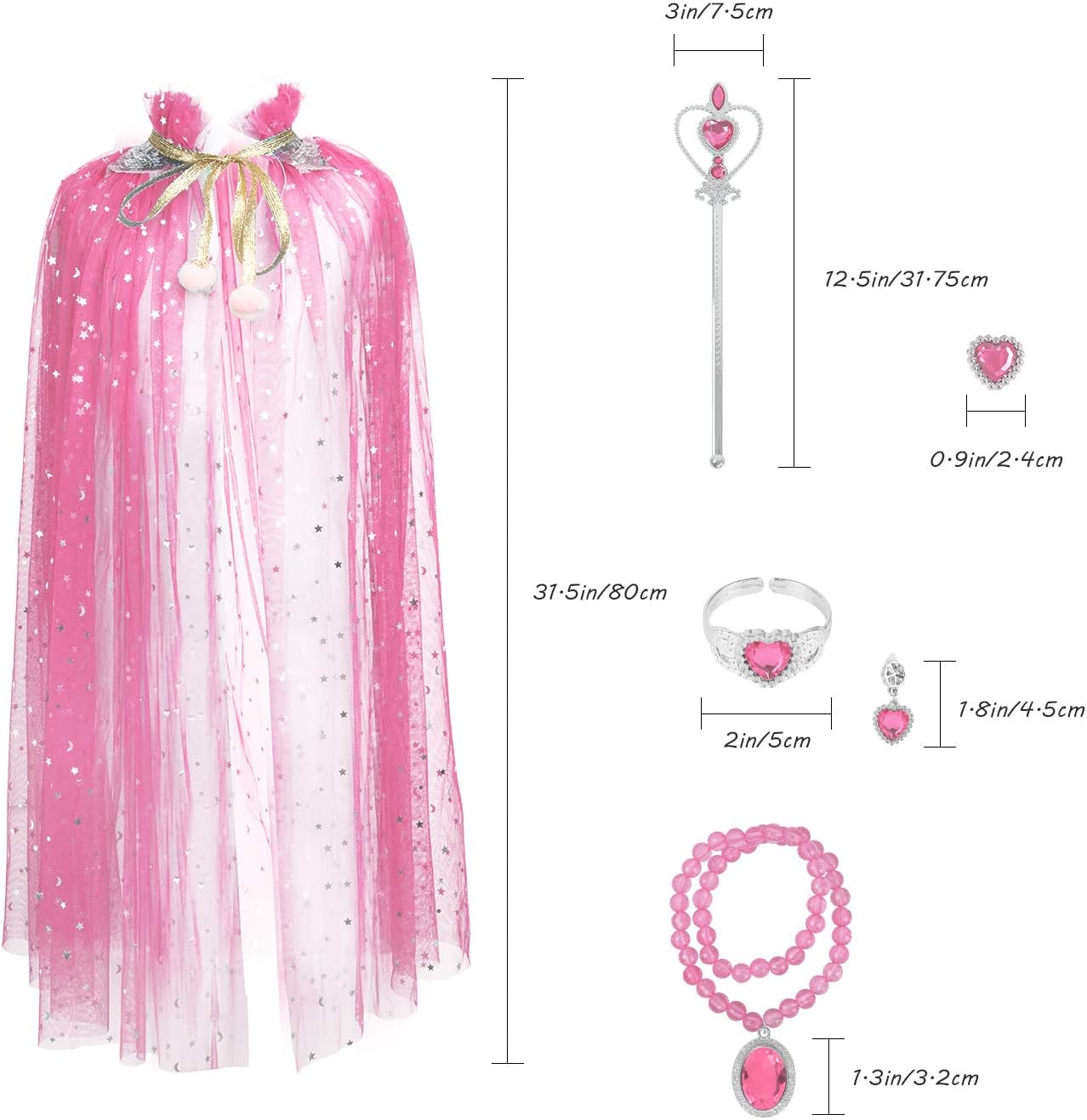 SUORFOXS Princess Dress up Jewelry Toys, Princess Costume Dress Pretend Play Set for Girls, Gifts for Age 3, 4, 5, 6, 7+ Years Old Kids