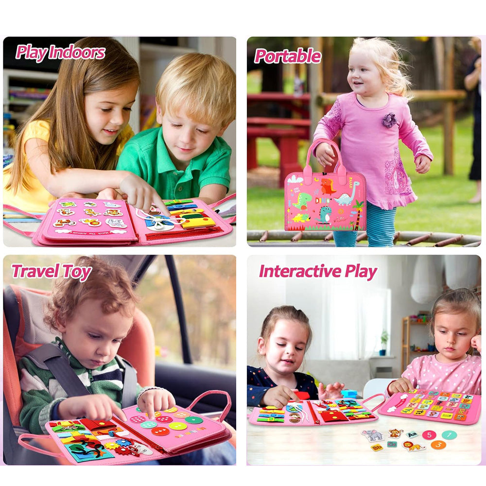 Learning Toys for 1 2 3 4 Years Old, Montessori Busy Board Toy for Toddlers 1-3, Birthday Gift Toys for 2 3 4 5 Girls Boys