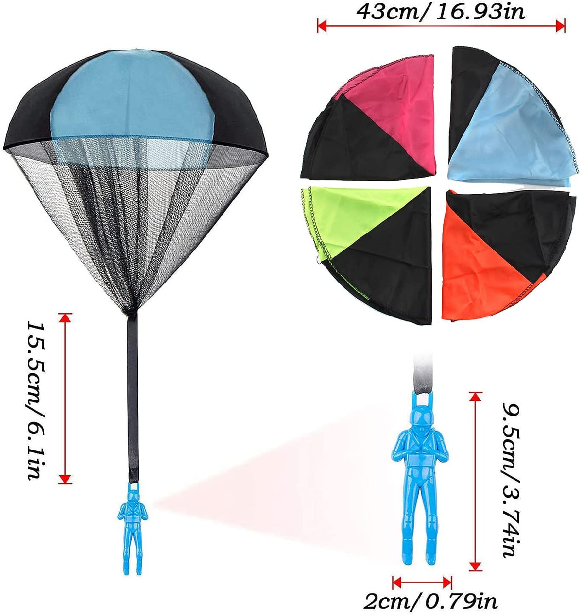 10Pcs Fly Toys Hand Throwing Parachutes Army Man Toss up Outdoor Toys for Kids (Five Color)
