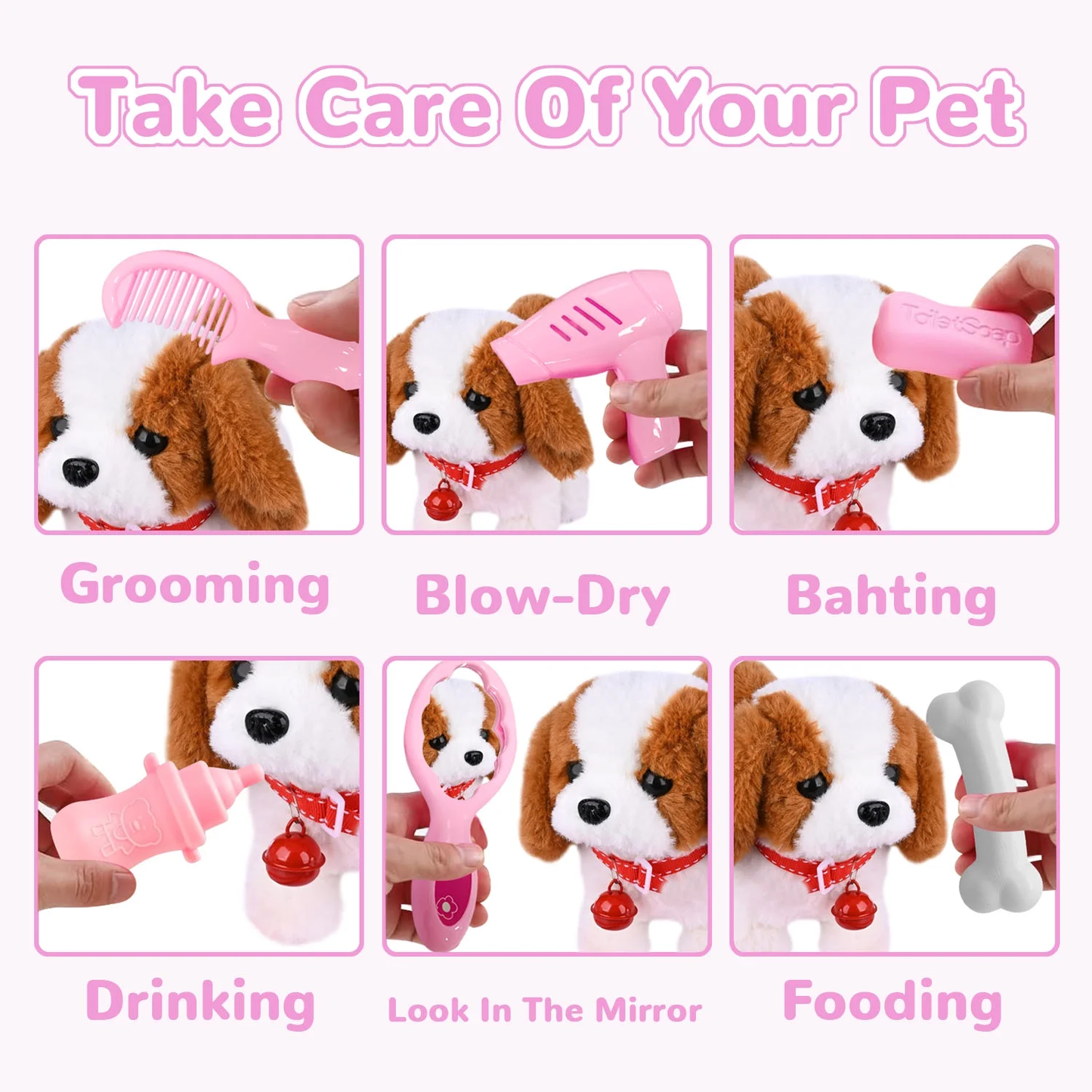 INvench Plush Toys for Kids, Walking Puppy Toy Dog, Interactive Dog Toy for Toddler 2-4 Year Old Christmas Birthday Gifts