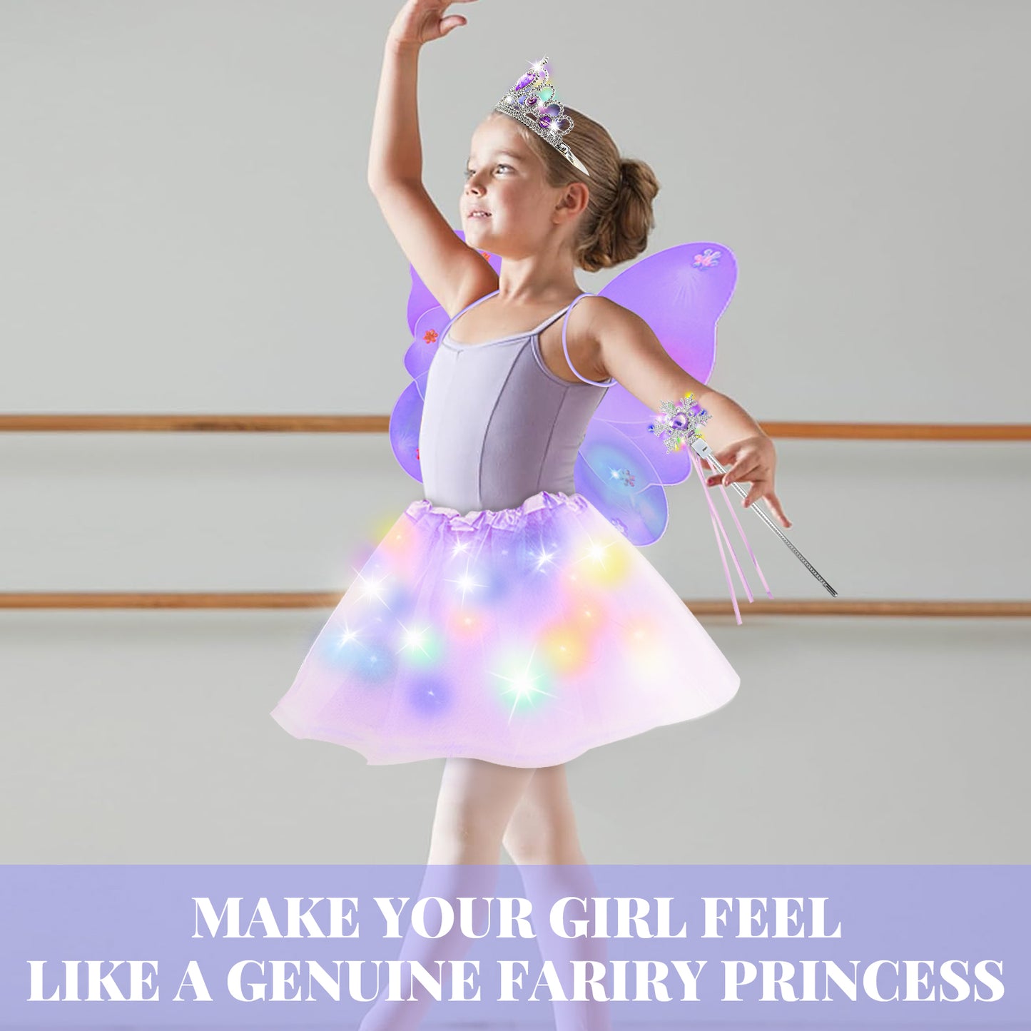 Princess Dress Up for Toddlers 3 4 5 6 Year Old, Princess Toys for Girls 3-6, Light Up Butterfly Wings Toddler Toys Age 3 4 5 6