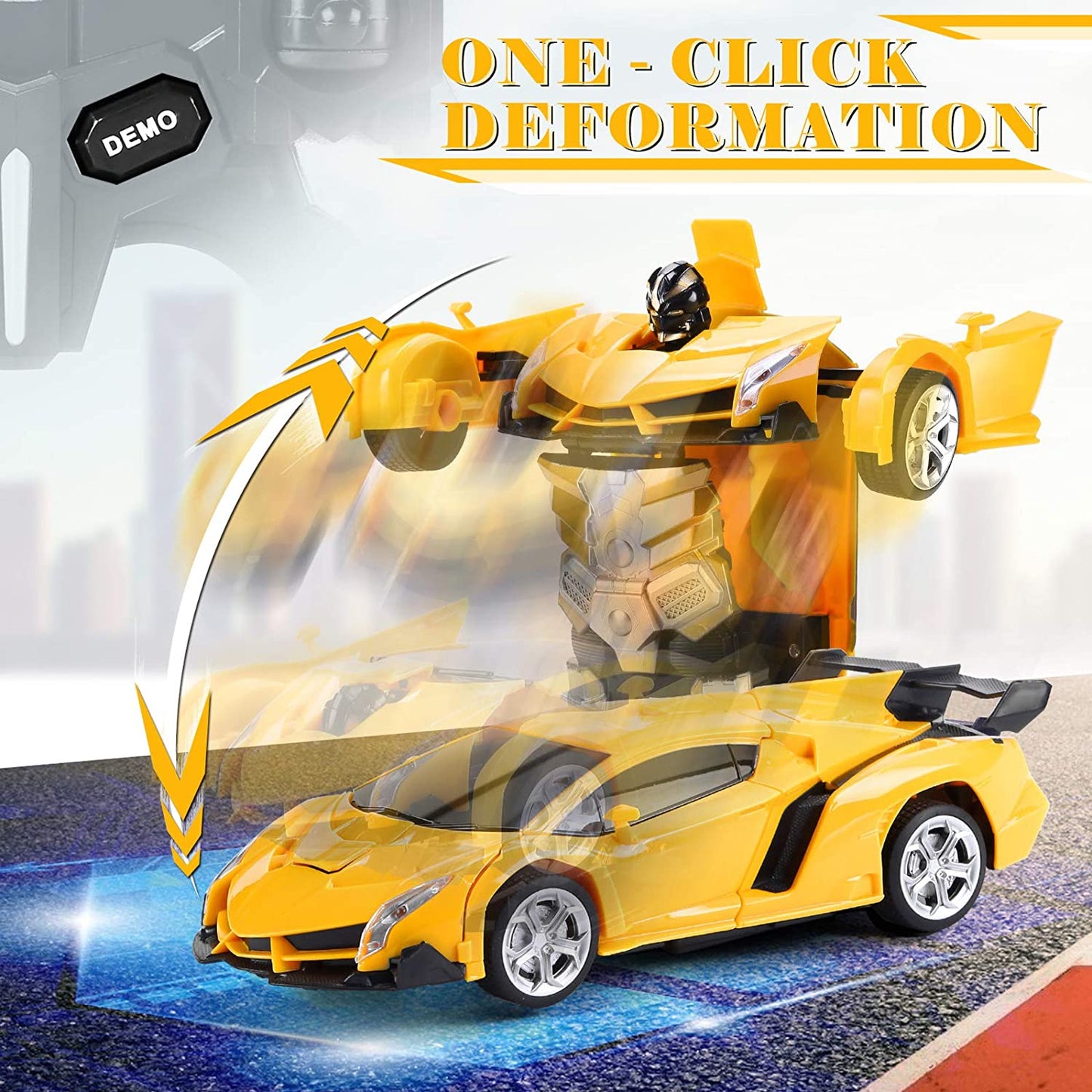 Remote Control Cars, Transform Robot RC Cars, One-Button Deformation and 360 Degree Rotating Drifting, Boys Toys Ages 4 5 6 7 8 9 Year Old