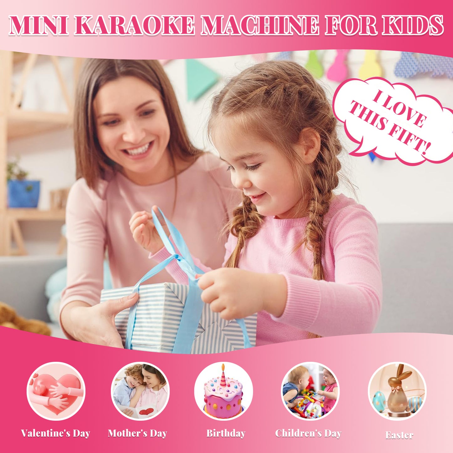 Singing Microphone Toys for Girls 3-6 Years, Kids Microphone Girls Toys 4 5 6 7 8 9 Year Old, Birthday Gifts for Girls Age 3+