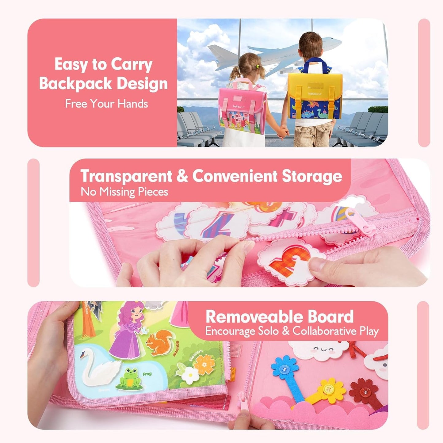 Montessori Toys for Toddler Girls, Busy Board Toy for Toddlers 1-3, Learning Educational Toys for 1 2 3 Year Old Girls, Birthday Gift for 1 2 Year Old