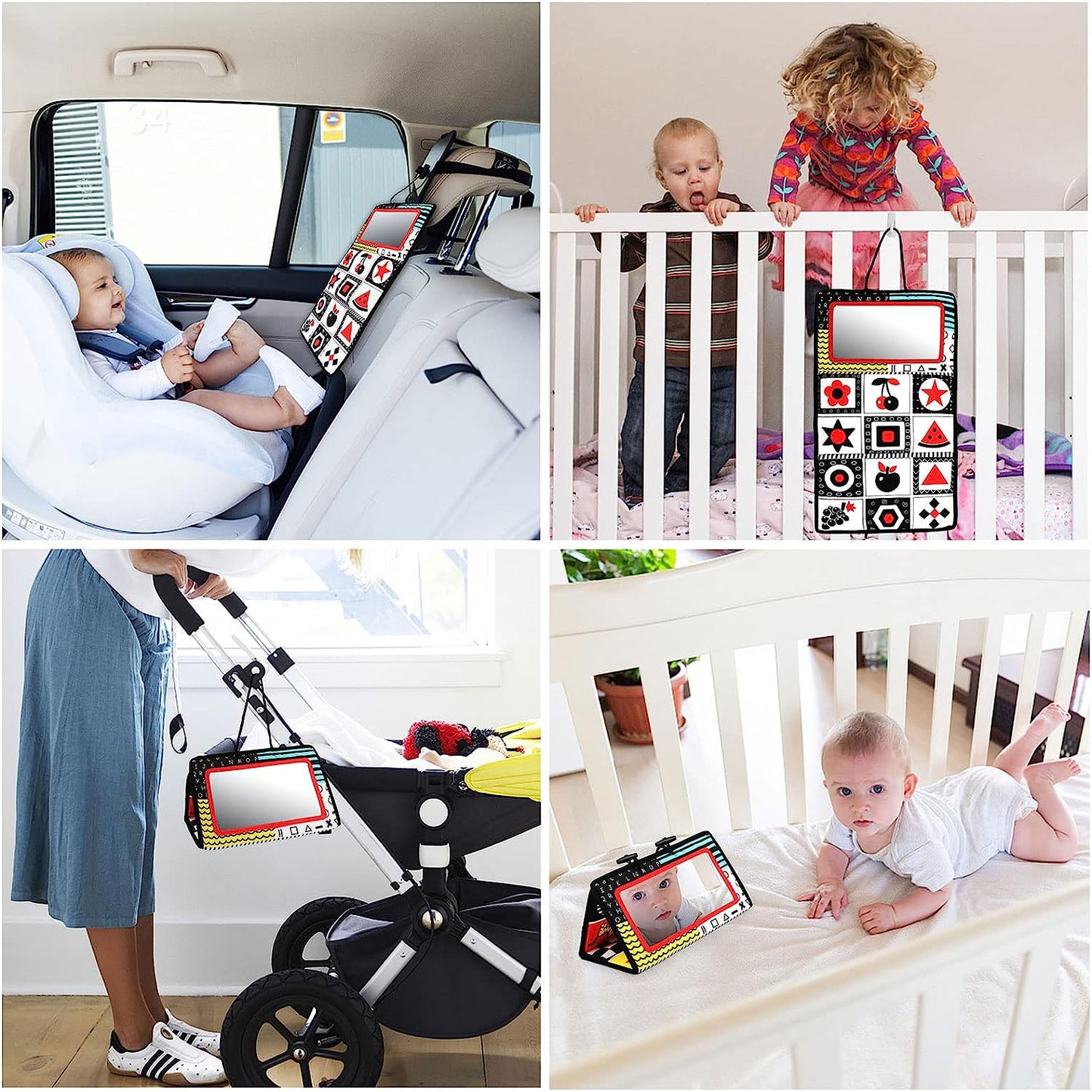 Tummy Time Mirror Newborn Toys Infant Toys 0 3 6 9 Months, Baby Toys 0 6 Months, Black and White High Contrast Baby Toys 0 3 4 6 9 12 Month Boys Girls Sensory Toy