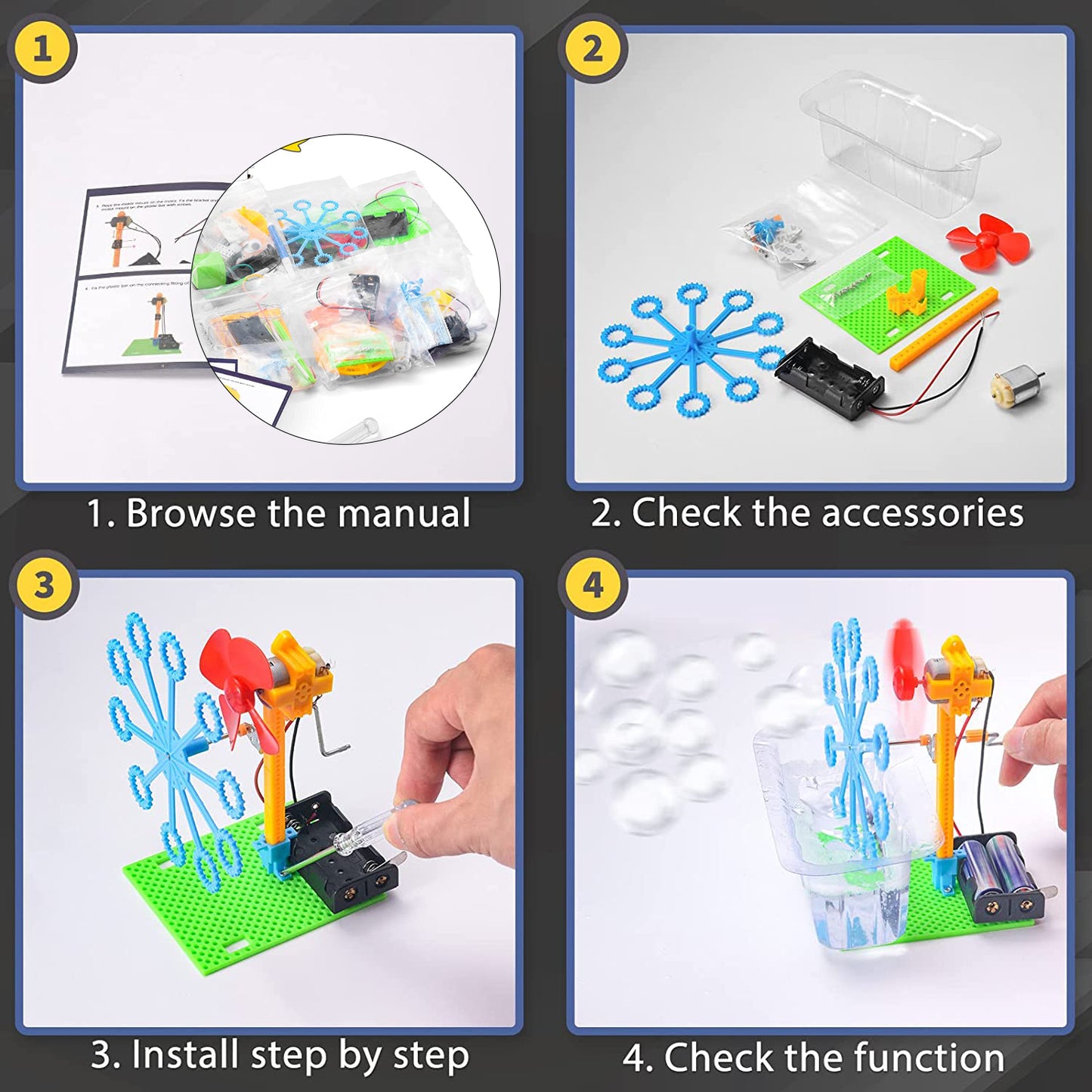 STEM Robotics Kit, 6 Set Electronic Science Experiments Projects for Kids, Boys Toys Ages 7 8 9 10 11 12 Years Old, Physics stimulated, DIY Engineering Robotic Building Kits for Boys