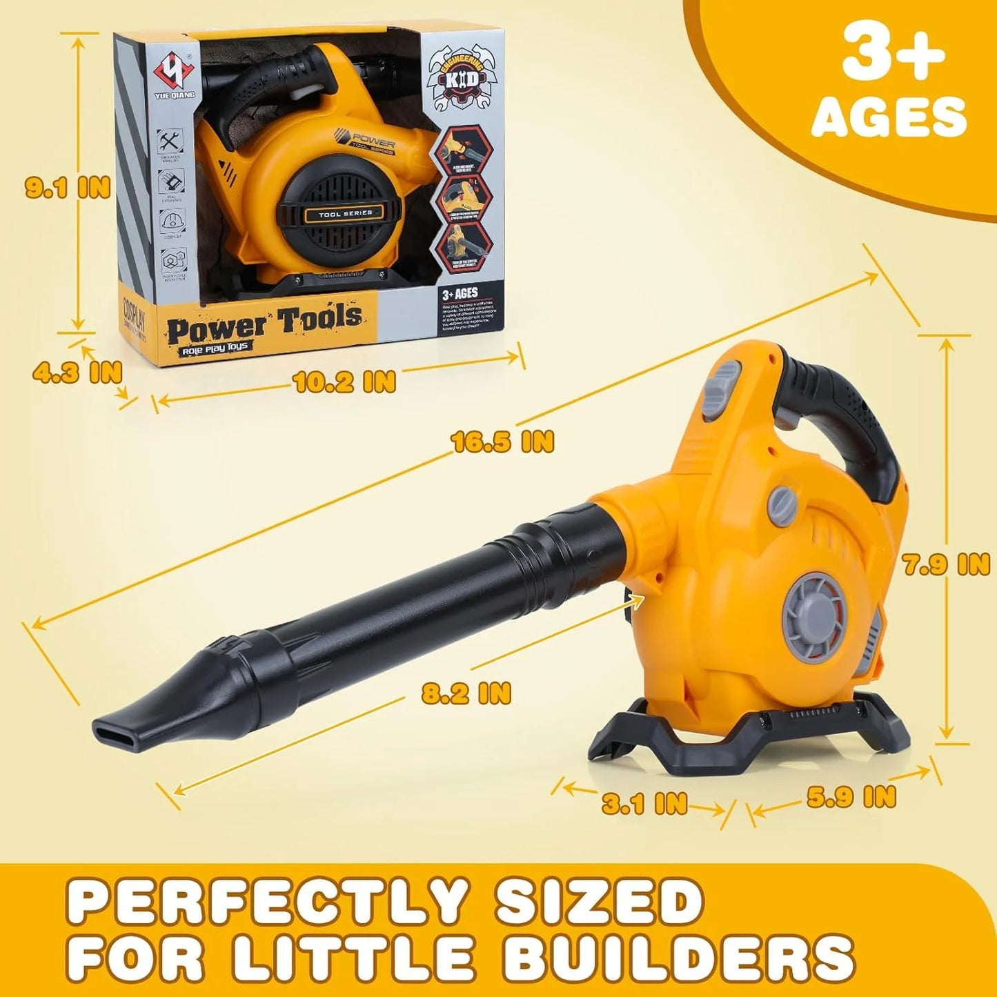 Leaf Blower Toy Tool Pretend Play, Outside Construction Toys, Outdoor Preschool Gardening Kids Tool Set Gift for 3 4 5 6 Boys and Girls(No wind blowing)