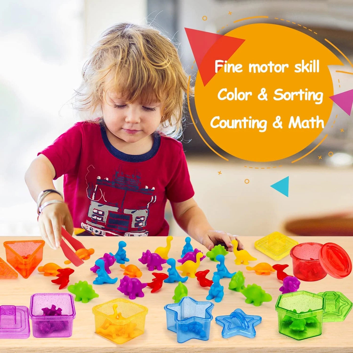 Montessori Counting Dinosaurs Toys for Kids Ages 3 - 8 – Fine Motor Skills Development, Preschool Learning Activities, Sensory Math Manipulatives – Educational Gift for Toddlers Boys & Girls