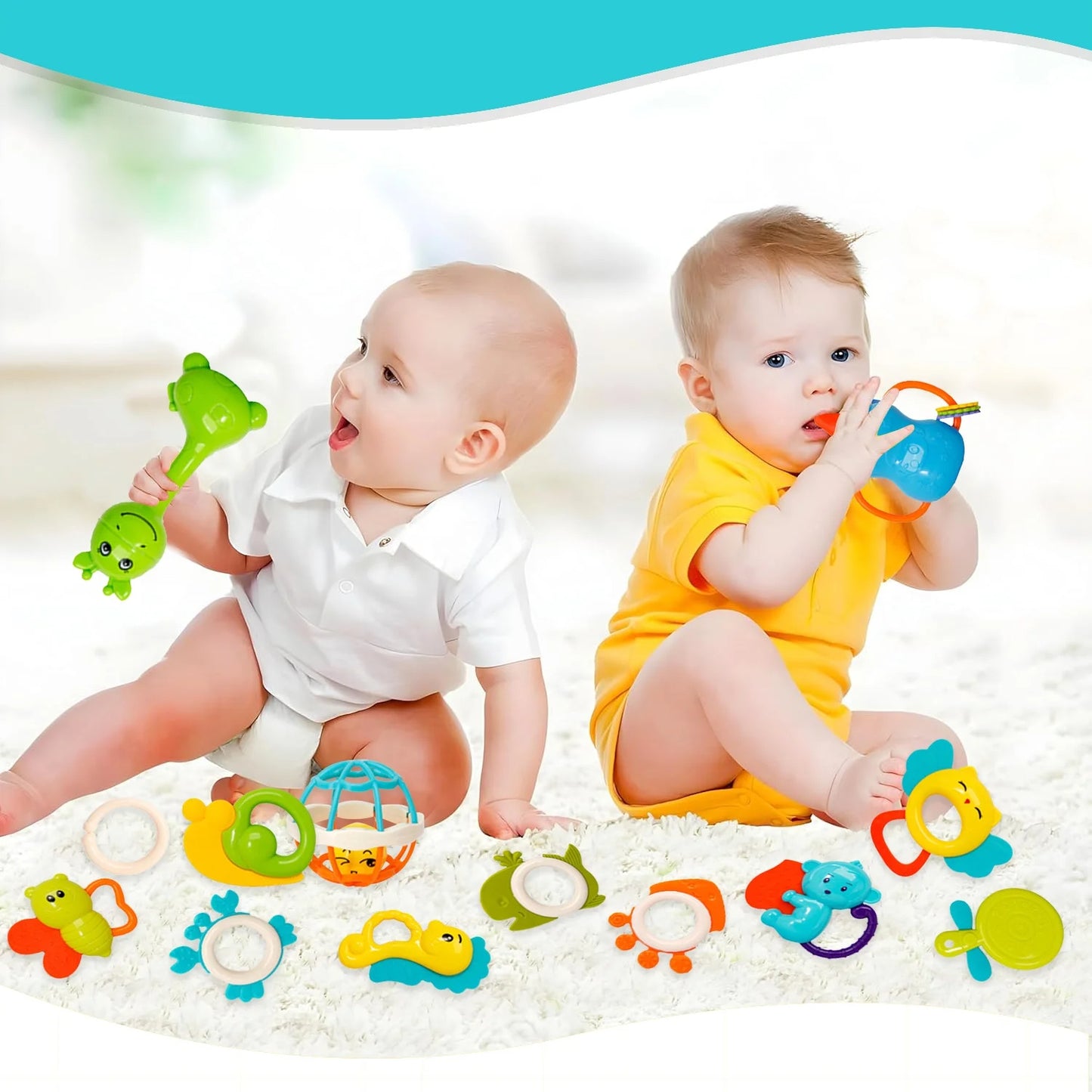 Baby Toys 0-6 Months, Baby Rattles Toys Teething Toys for Babies 0-3-6-12-18 , Early Development Learning Toy Newborn Toy Baby Boy Girl Birthday Gifts