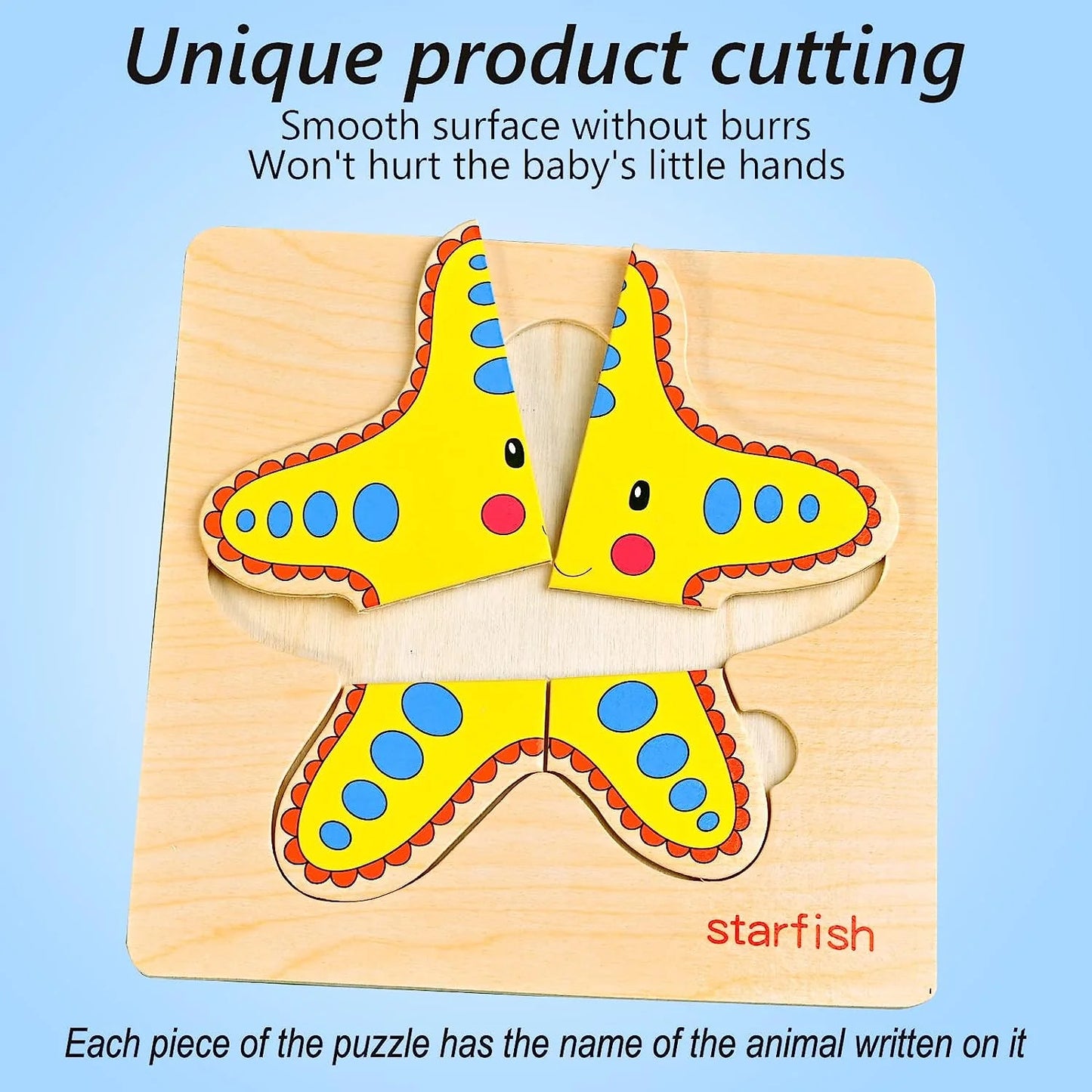 8Pcs Wooden Puzzles for Toddlers 3, Sea Animal Puzzle for Kids, Montessori Toys for 3+ Years Girl Boy,