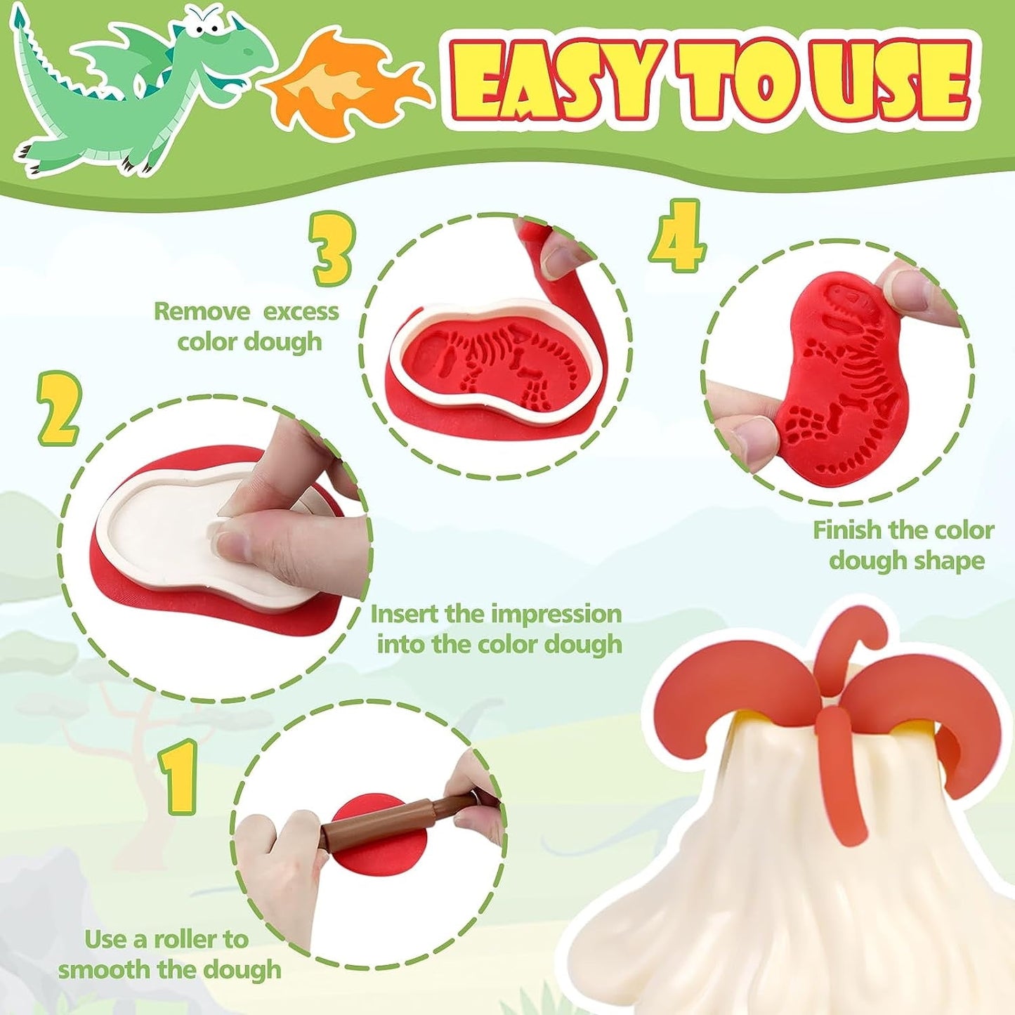 39 Pcs Play Dough Pack, Dinosaur Color Dough Toys, Play Dough Pack Sets Clay Toys for Girls Boys 3-6 Years