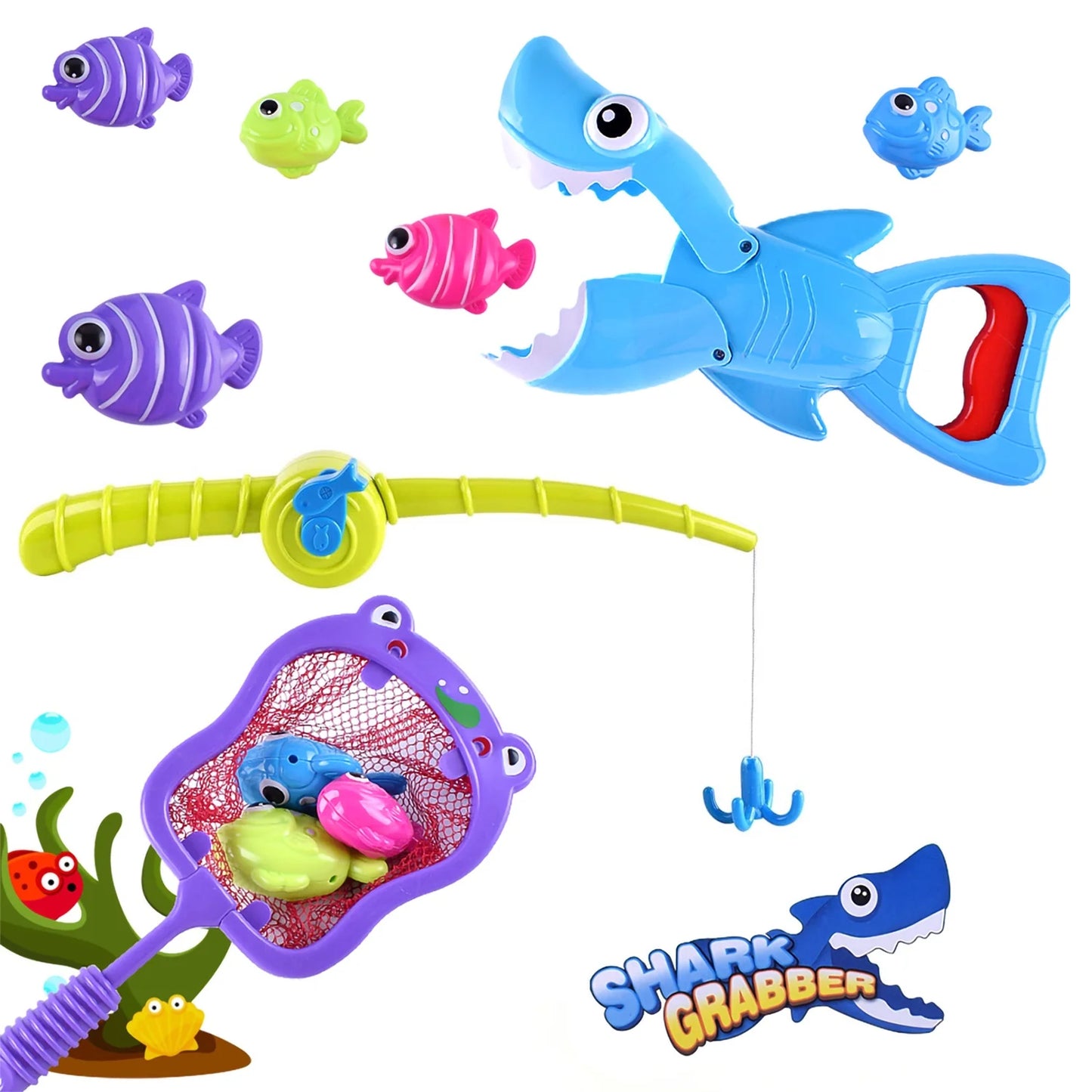 Bath Toys for Boys 3-6 Years,Bath Toys for Kids,Shark Grabber with Fishing Toys,Sensory Toys for Autistic Kids