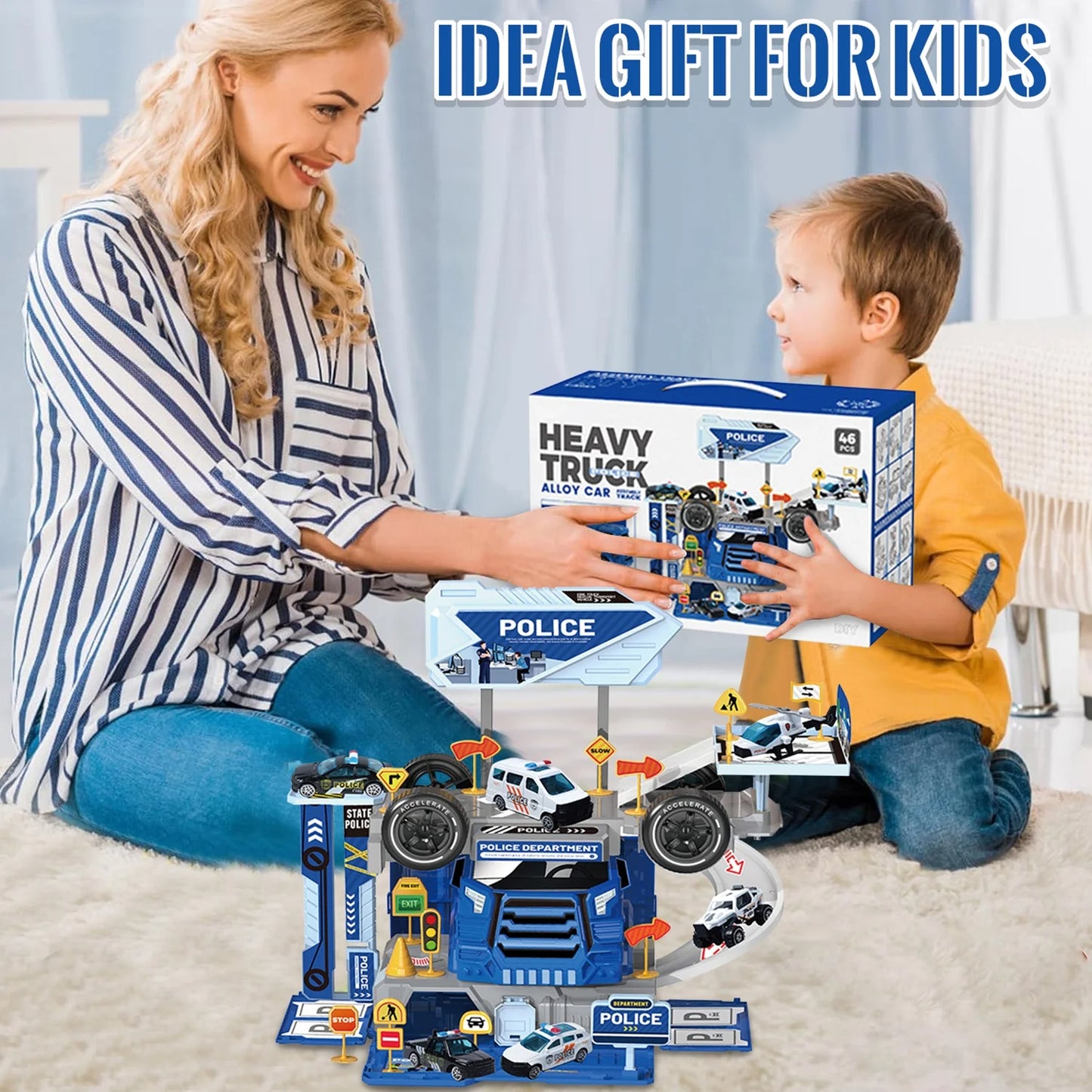 Toddler Toys for Boys 3-6 Years, Die-Cast Police Cars Toy Set for Kids, Birthday Gifts Boys Toys 3-5, 5-7