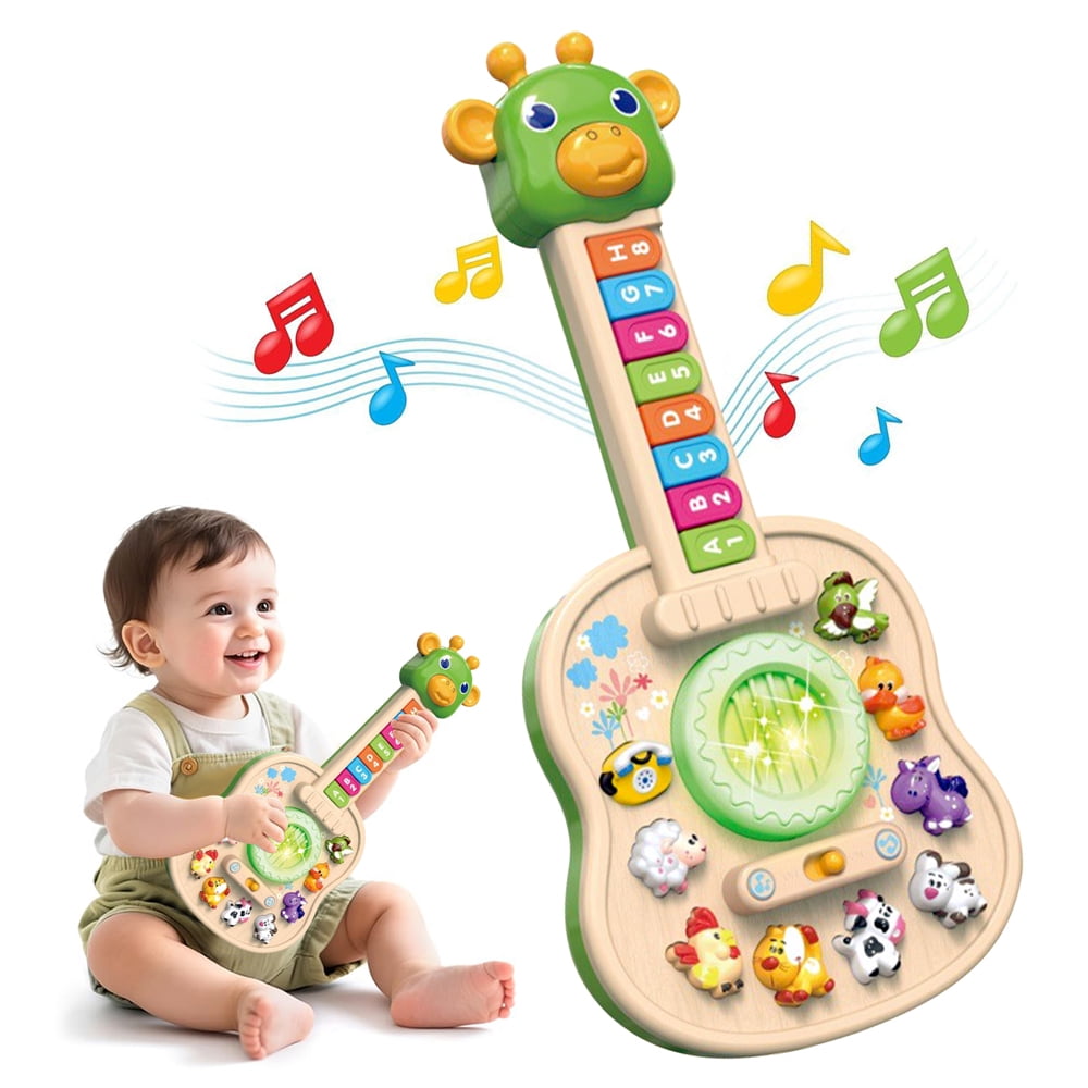 Toddler Toys 1-3 for Boys Girls, Baby Musical Guitar Toys with Animal Sounds & Melodies, Baby Toys for 12-24 Months, Interactive Learning Toys & Birthday Gifts Toys for 1 2 3 Year Old Girls Boys
