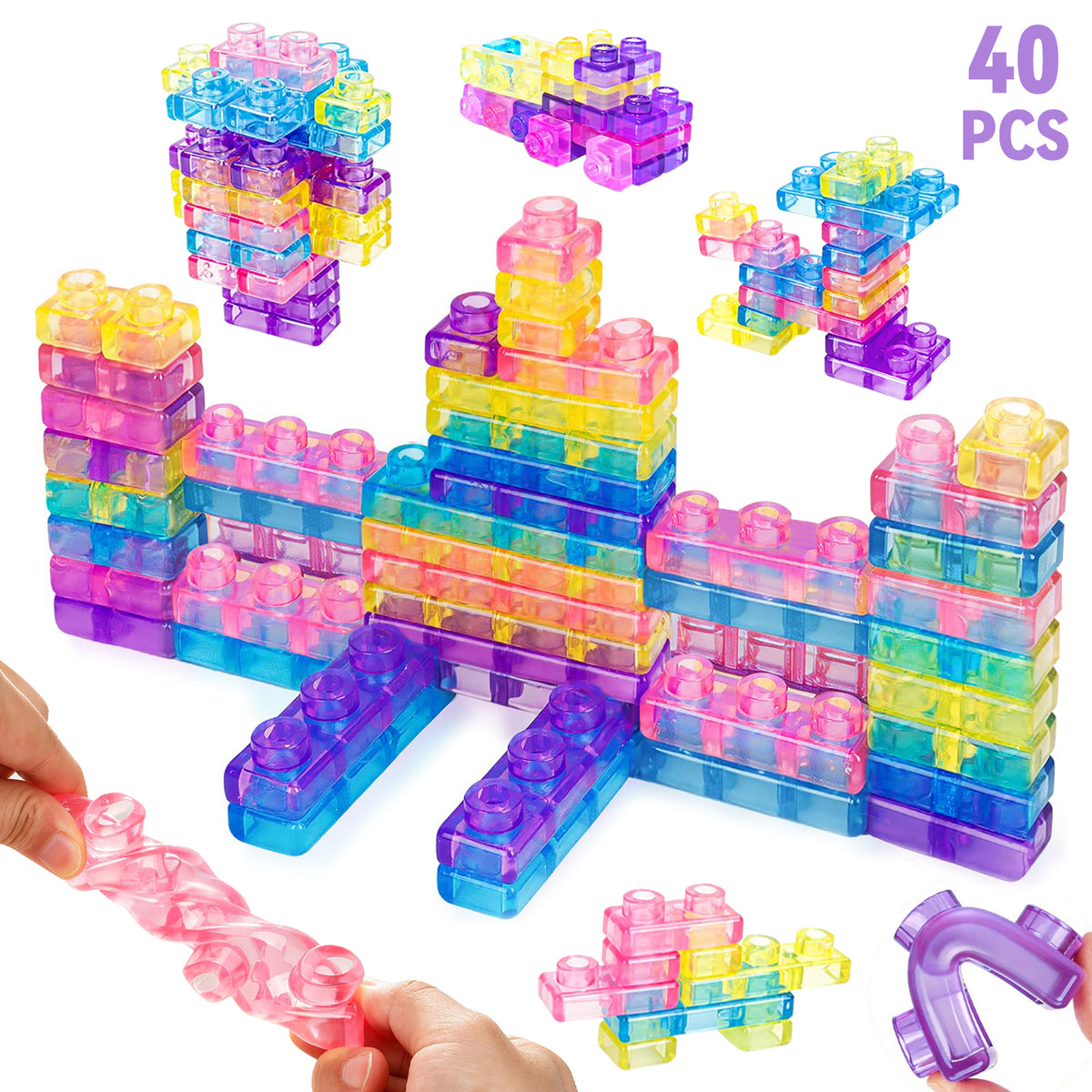 40 PCS Building Blocks for Toddlers, Kids Montessori Stacking Toy SetLearning Toys for 2 3 Year Old Boys Girls, Toddler Toys 1-3 for Boy, Birthday Gifts Toys for Toddler 2 3 4 Year Old