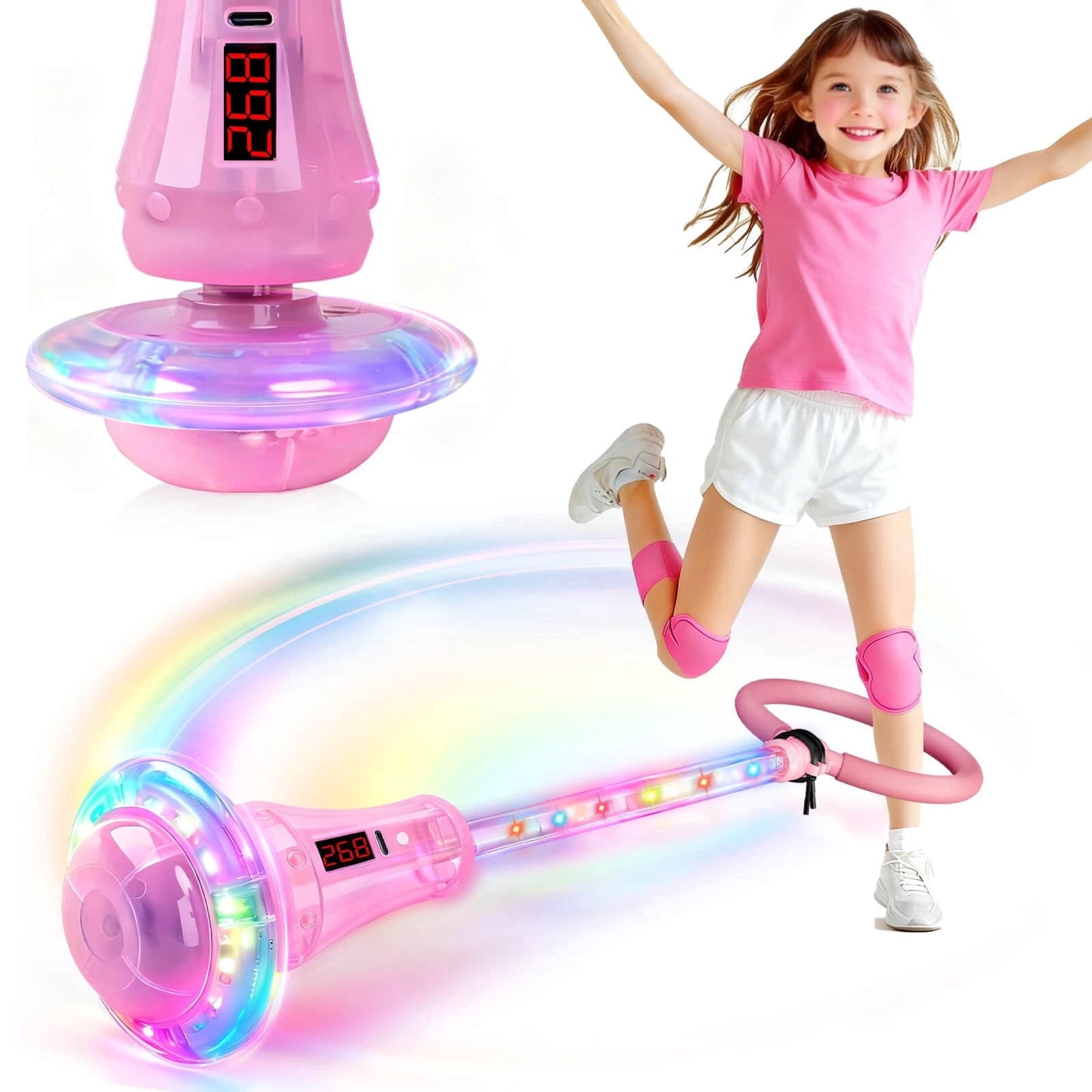 LED Skip Ball for Kids Ages 5-7, 8-11, Light-Up Ankle Skip Toy with Counter, Indoor Outdoor Sports Games Toys for Boys Girls 5 6 7 8 9 10 11 12+, Birthday Gifts Toys for 3 4 5 6 Years Old Boys
