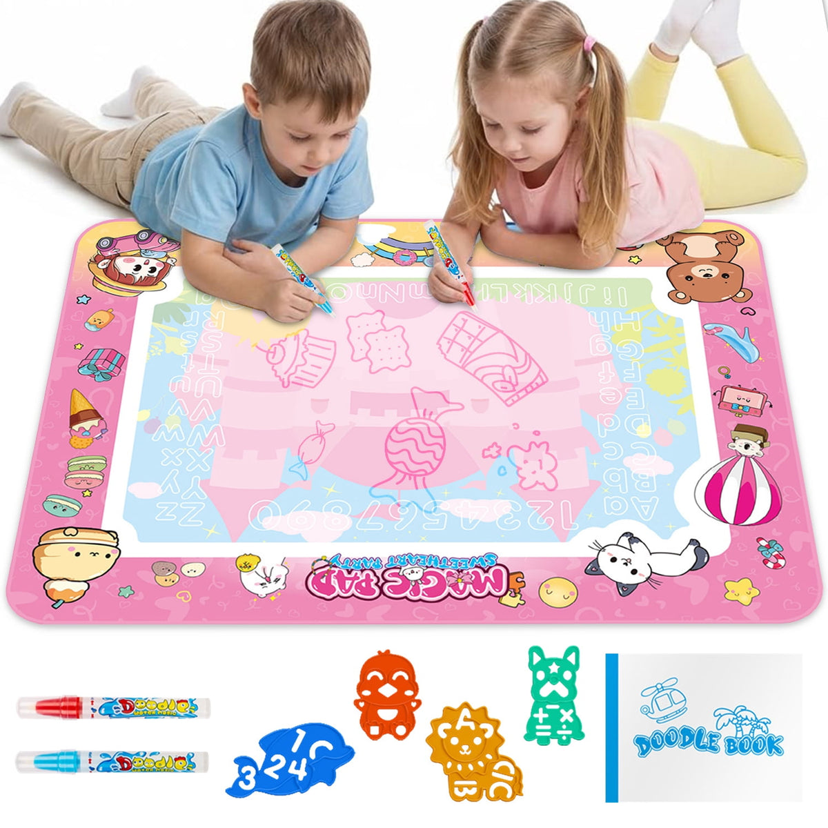 Doodle Drawing Mat for Kids, Magic Writing Mat Toddler Toys Ages 3 4 5, Birthday Gifts Toys for 2 3 4 5 6 Years Old Girls, Learning Toys for Girls Toddlers Ages 4-6
