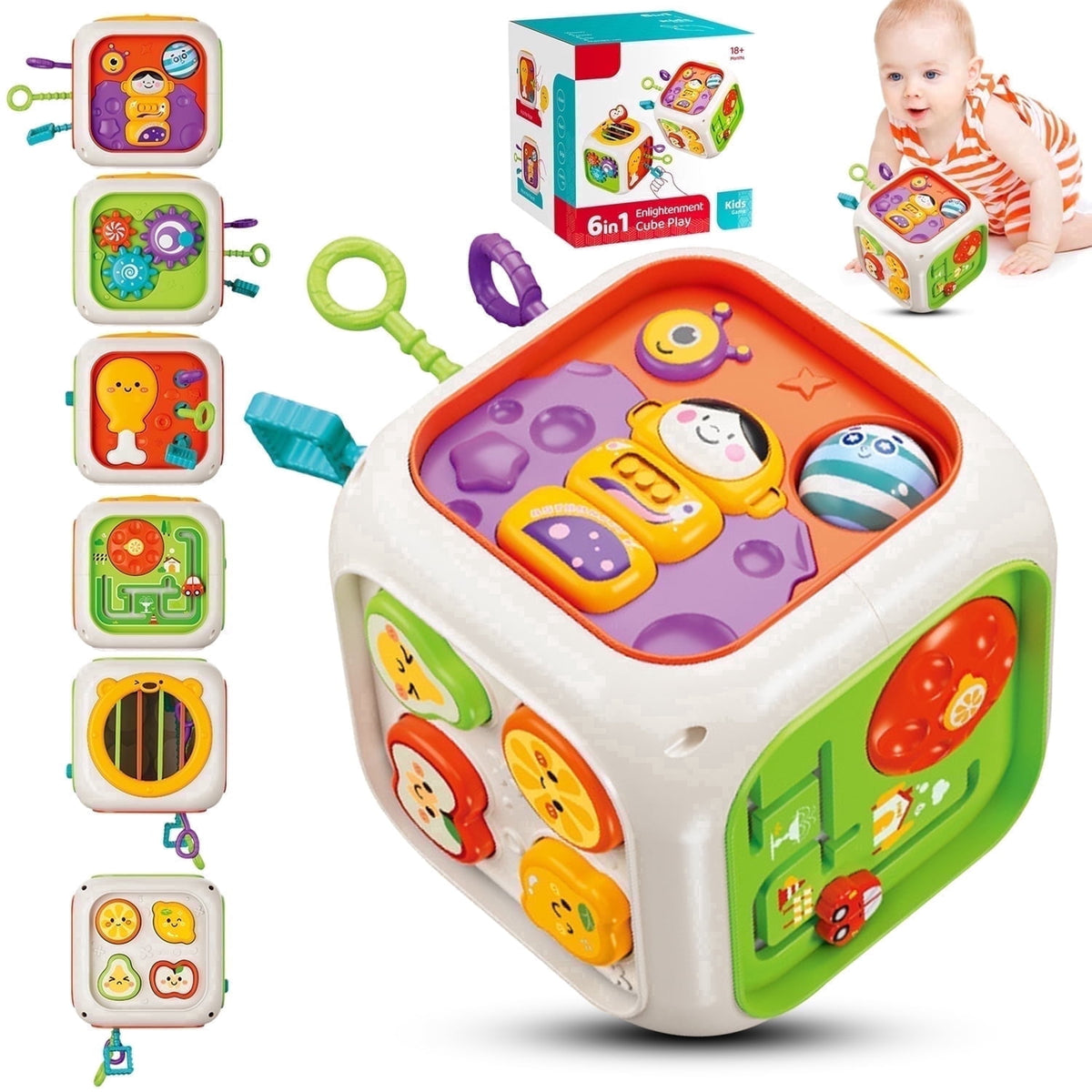 Learning Toys for 1 2 3 Year Old Boys, Early Activity Cube Toys, Toddler Toys 1-3 for Girls, First Birthday Gifts Toys for 1 2 3 Year Old Boys Girls