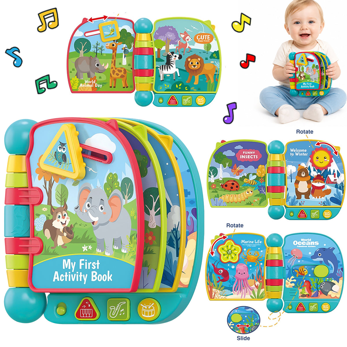 Learning Toys for 1 2 3 Year Old Boys Girls, Educational Activity Busy Board, Toddler Toys 1-3 for Boys, First Birthday Gifts Toys