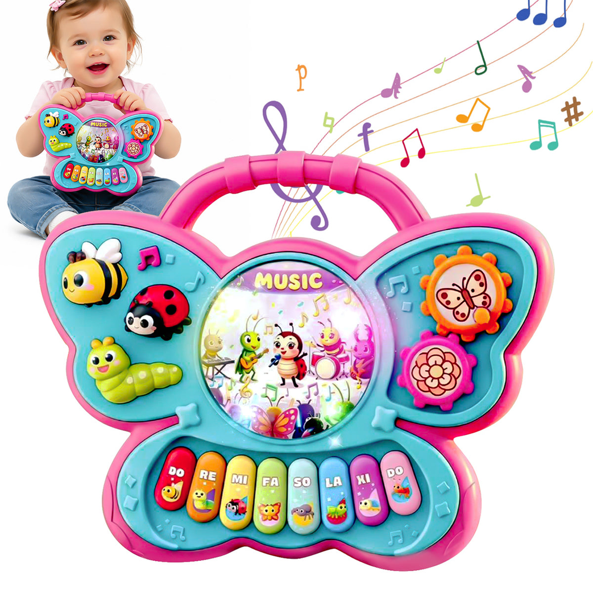 Baby Toys 6-12 Months, Early Educational Piano Keyboard Infant Toddler Toys 1-3, First Birthday Learning Toys for 1 2 3 Year Old Boys Girls
