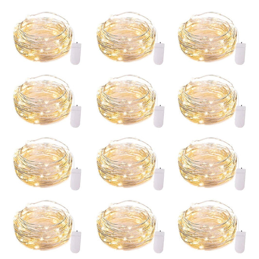 12 Pack Led Fairy Lights Battery Operated String Lights, 7 feet 20 Led Firefly Starry Moon Lights for DIY Wedding Party Bedroom Patio Christmas