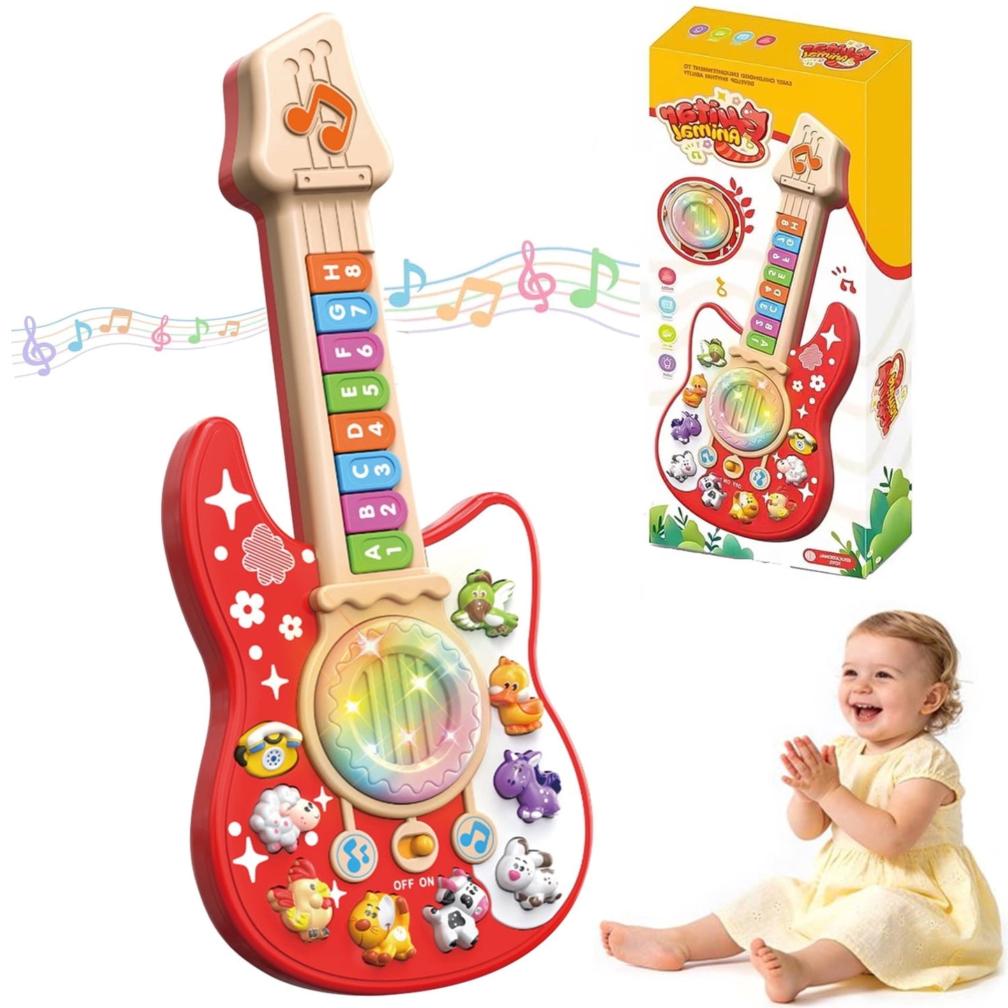 Baby Musical Toys for 12-24 Months, Learning Toys for Toddlers 1 2 3 Year Old Boys Girls, Piano Guitar Toddler Toys 1-3 for Boys, First Birthday Gifts Toys for 1 2 Year Old Girls