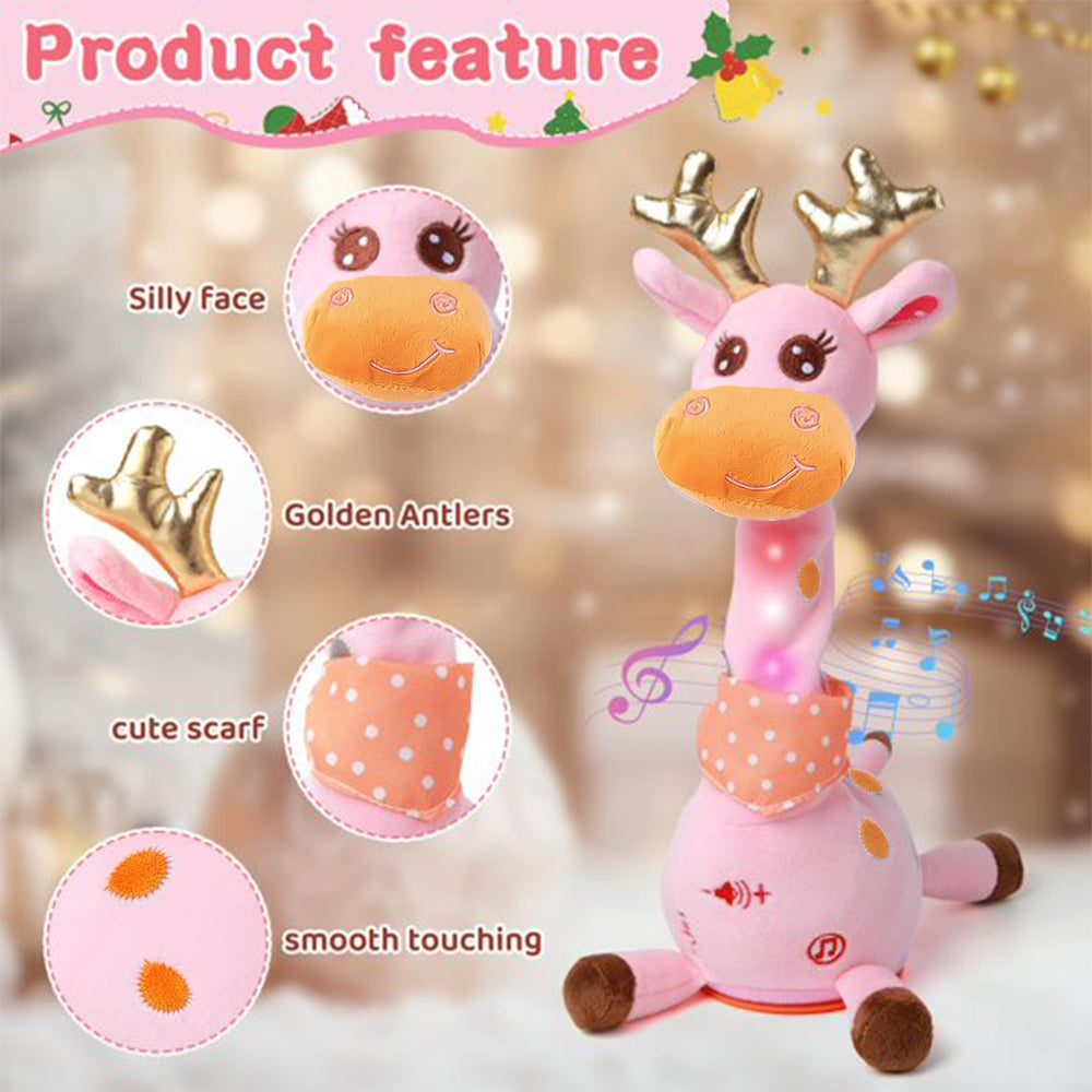 Interactive Light-Up Giraffe Plush Toys for 1 2 3 Year Old Girls, Musical & Dancing Stuffed Animal Toddler Toys 1-3 for Girls, Birthday Gifts Baby Toys for 6-12-24 Months Girls Boys