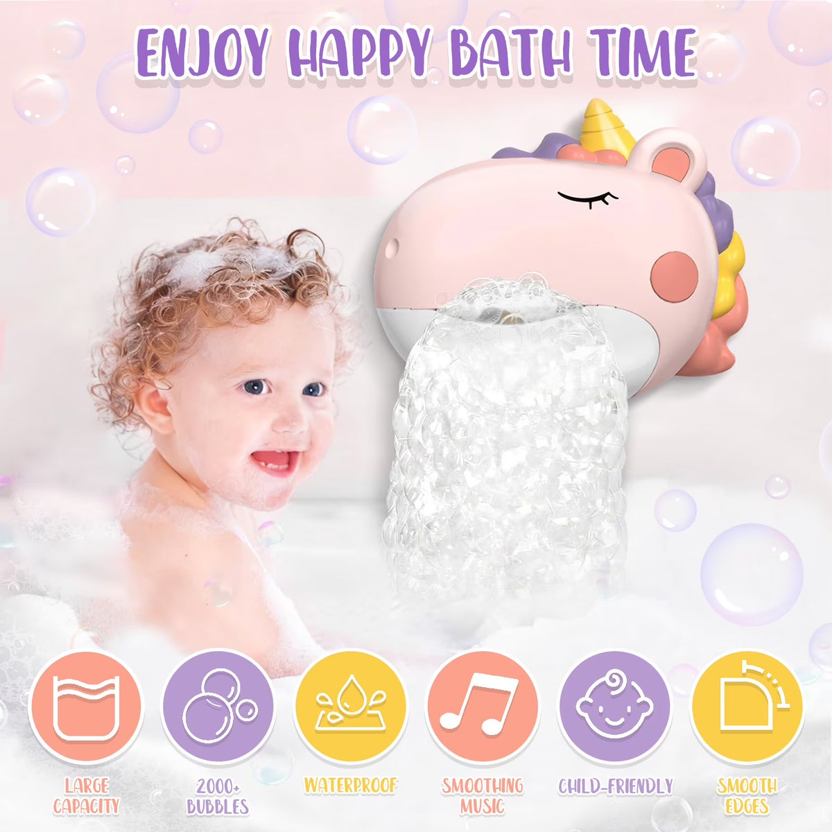 Bath Toys, Baby Bath Bubble Machine, Bathtub Toys Christmas Birthday Gifts for Toddler Girls 1 2 3 Years