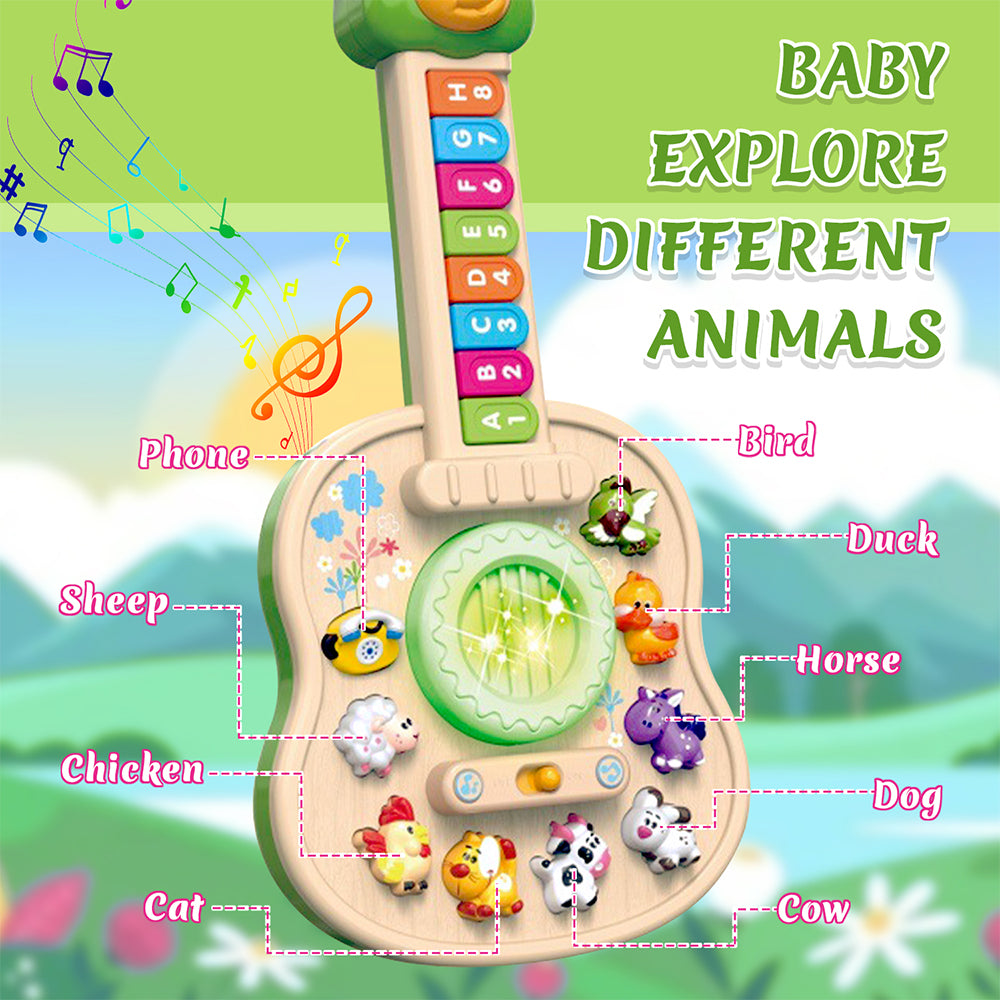 Toddler Toys 1-3 for Boys Girls, Baby Musical Guitar Toys with Animal Sounds & Melodies, Baby Toys for 12-24 Months, Interactive Learning Toys & Birthday Gifts Toys for 1 2 3 Year Old Girls Boys