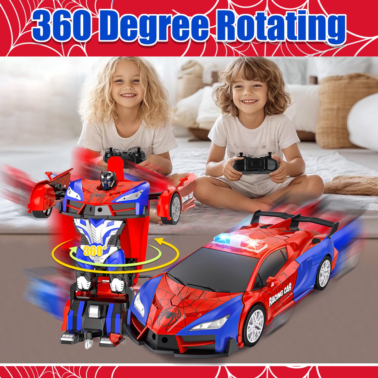 Remote Control Car for Kids 5-7, Transform RC Car Toys for Kids Boys 3-5, Birthday Gifts Transforming Car Toys for 3 4 5 6 7 Year Old Boys