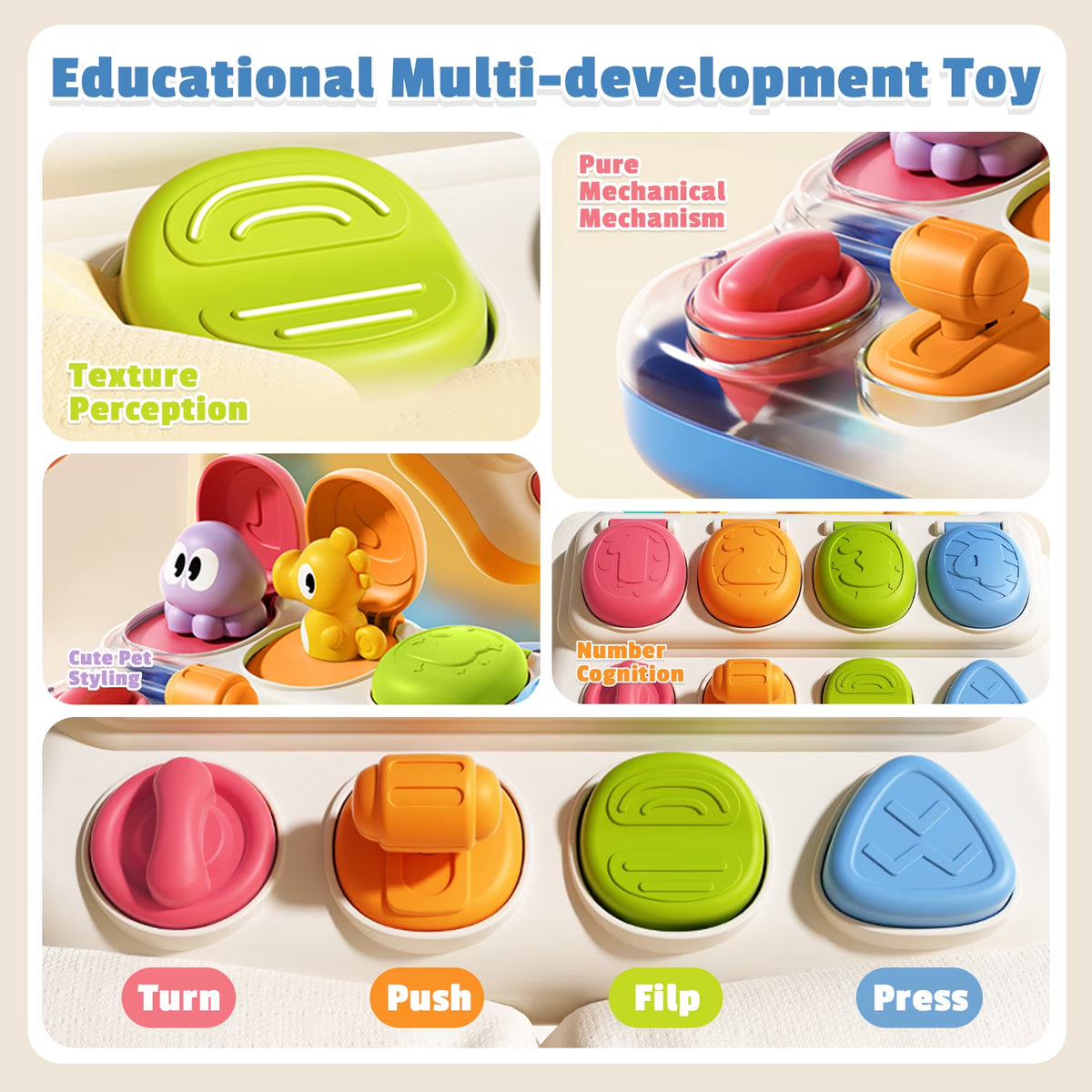 Montessori Learning Toys, Early Developmental Cause and Effect Toys for Ages 18 Months+ Boys Girls