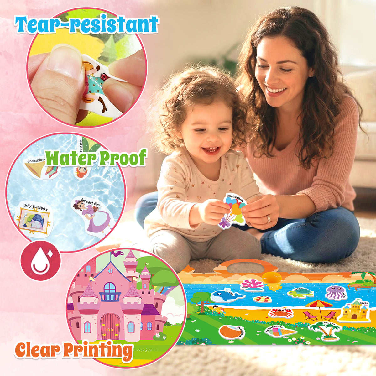 Reusable Sticker Books, Toys for 3 4 5 6 Years Old Girls, Kids Jelly Sticker Activity Toys for Girls 3-6 Years, Birthday Gift Toddlers Toys for 2 3 4 5 Years Old Girls