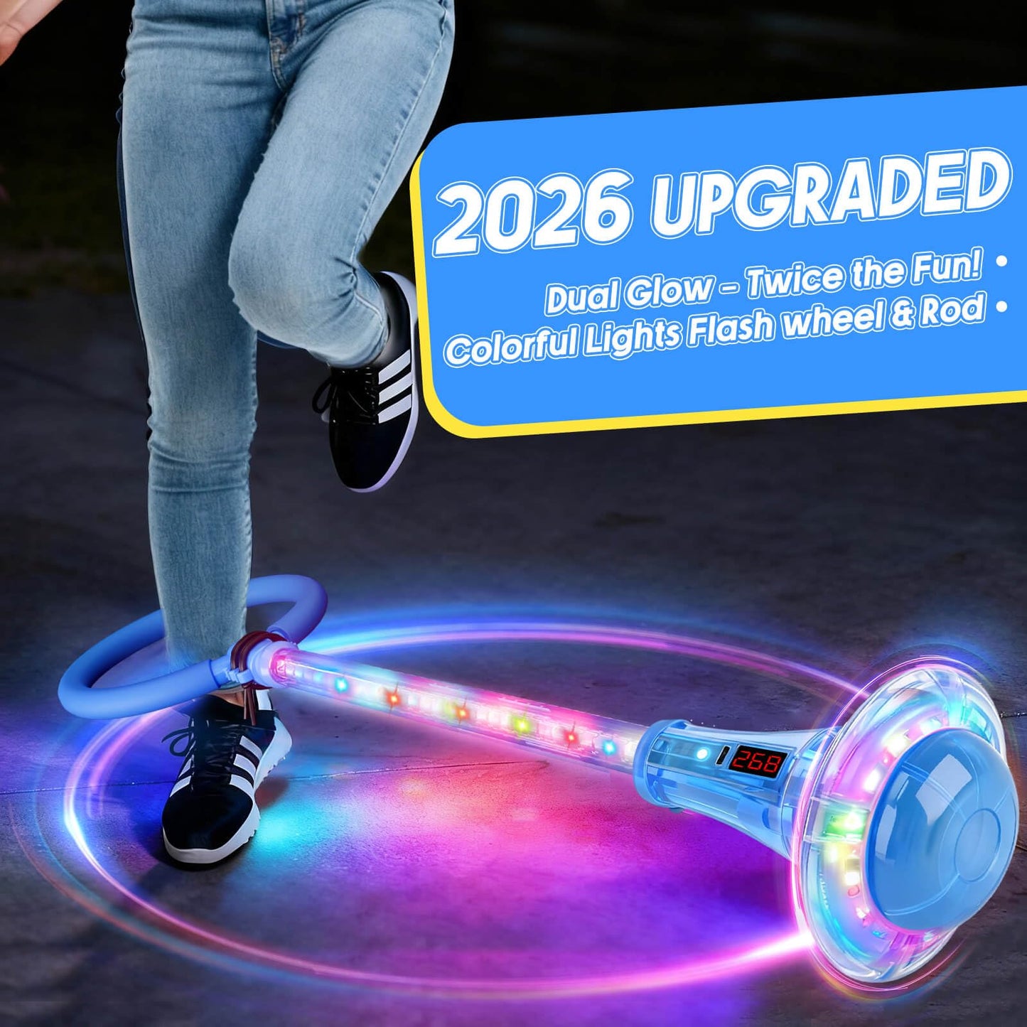 LED Skip Ball for Kids Ages 5-7, 8-11, Light-Up Ankle Skip Toy with Counter, Indoor Outdoor Sports Games Toys for Boys Girls 5 6 7 8 9 10 11 12+, Birthday Gifts Toys for 3 4 5 6 Years Old Boys