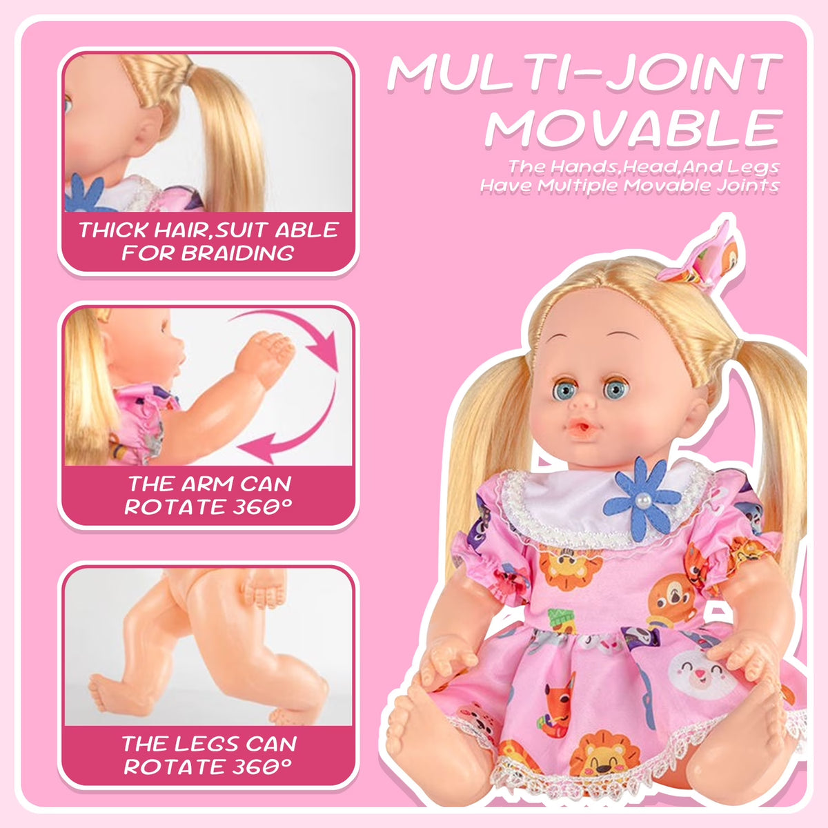 Baby Doll Stroller Toys Set with 14" Baby Doll, 22 Pcs Baby Doll Accessories, Pretend Play Toys for Toddlers Girls 3-6 Years