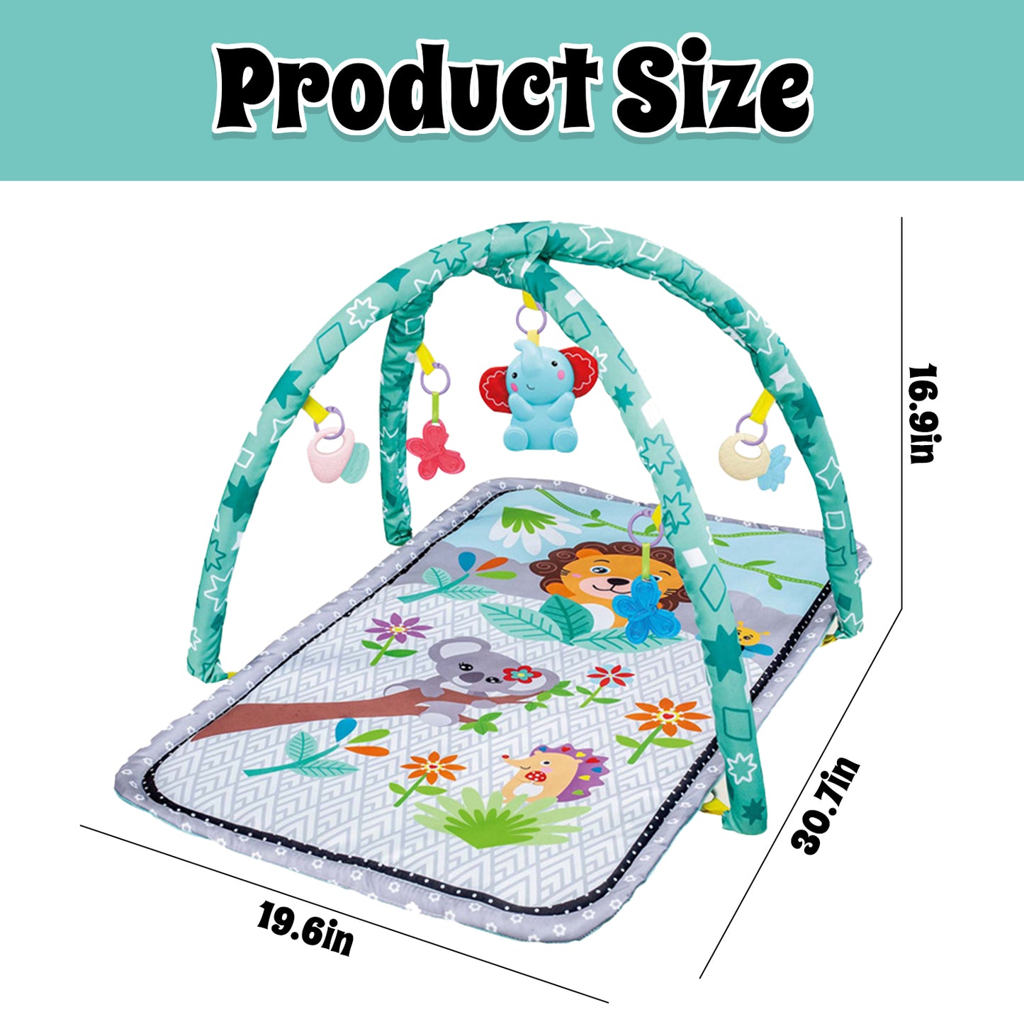 Baby Activity Gym & Tummy Time Mat with Crinkle and Rattles for Newborn Infants Toys 3-6-12 Month, Early Development Baby Toys 0-3-6-9-12 Months, Baby Boys Girls Gifts for 0+ Months