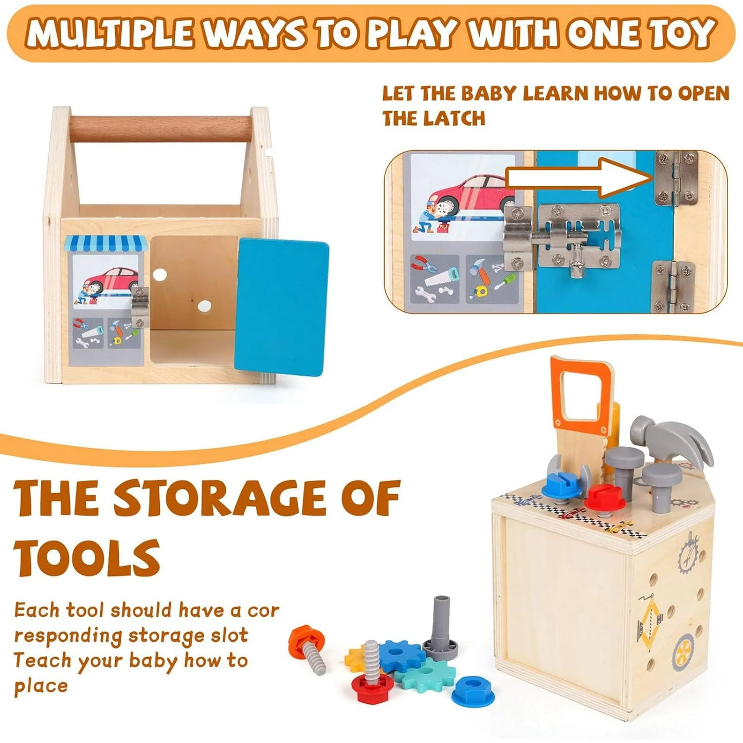 Tool Set Toys for Kids 3-6 Year Old, 33Pcs Montessori Toys for 3 Year Old, STEM Tool with Box / House, Wooden Learning Toys for 3 4 5 6 Year Old Boys Girls