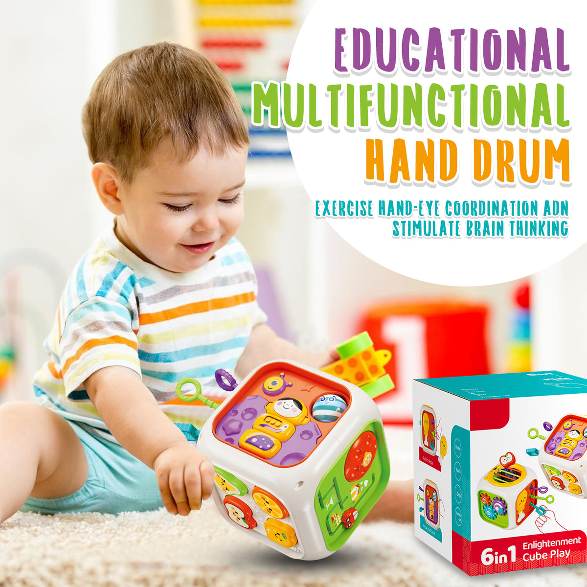 Learning Toys for 1 2 3 Year Old Boys, Early Activity Cube Toys, Toddler Toys 1-3 for Girls, First Birthday Gifts Toys for 1 2 3 Year Old Boys Girls
