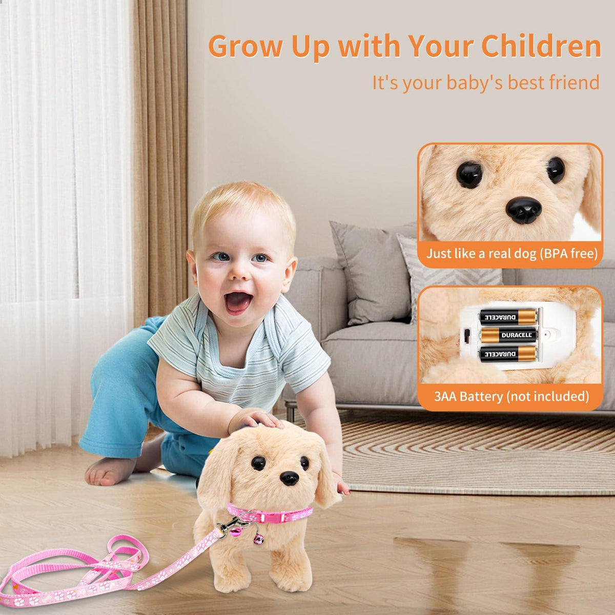 Walking Dog Toddler Toys 1-3 for Boys, Walking Plush Toys for Toddler Girls 1-3, Birthday Gifts Toys for 1 2 3 Year Old Girls