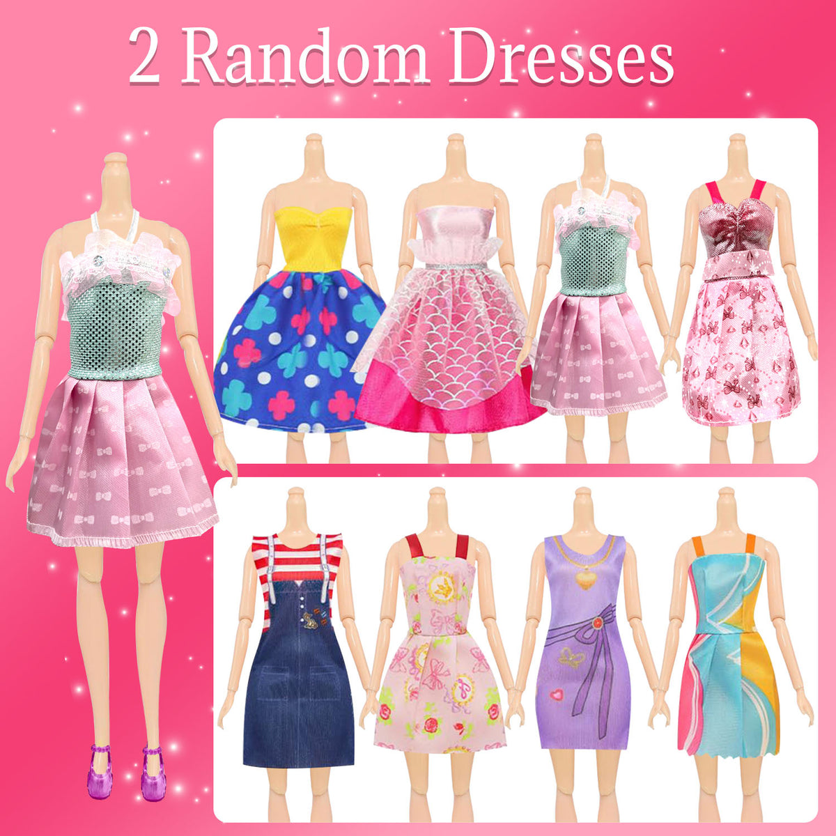 Random 35 Pcs Doll Clothes and Accessories, Include Princess Gowns, Fashion Skirt, Slip Dresses, Tops, Pants, Shoes for 11.5 inch Doll, Doll Accessories Birthday Gifts Toys for 3 4 5 6 7 Years Old