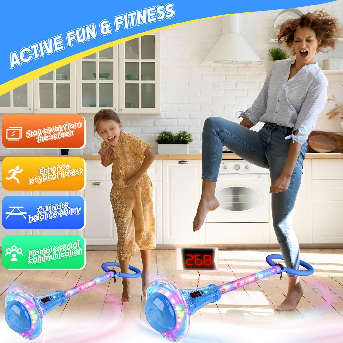 LED Skip Ball for Kids Ages 5-7, 8-11, Light-Up Ankle Skip Toy with Counter, Indoor Outdoor Sports Games Toys for Boys Girls 5 6 7 8 9 10 11 12+, Birthday Gifts Toys for 3 4 5 6 Years Old Boys