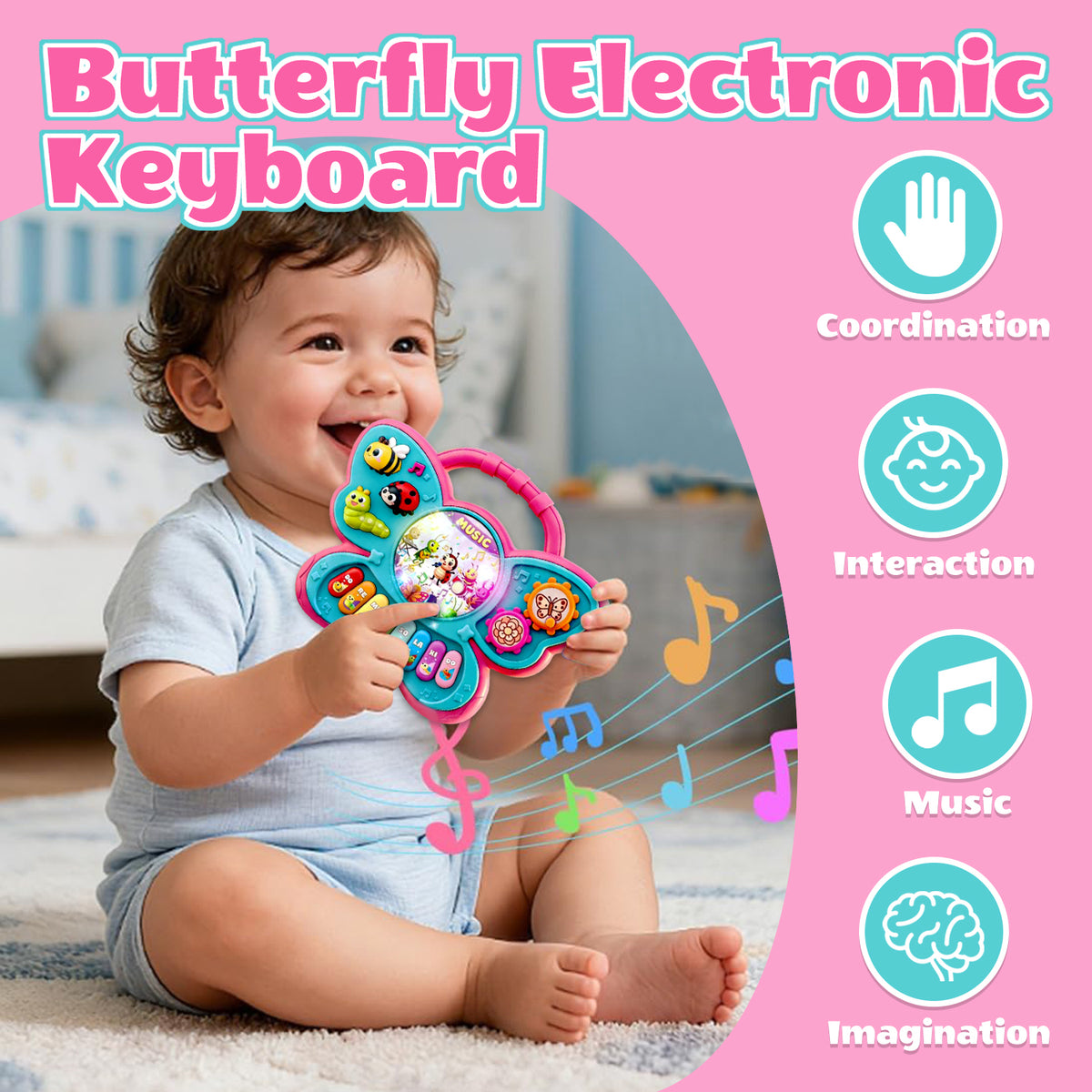 Baby Toys 6-12 Months, Early Educational Piano Keyboard Infant Toddler Toys 1-3, First Birthday Learning Toys for 1 2 3 Year Old Boys Girls