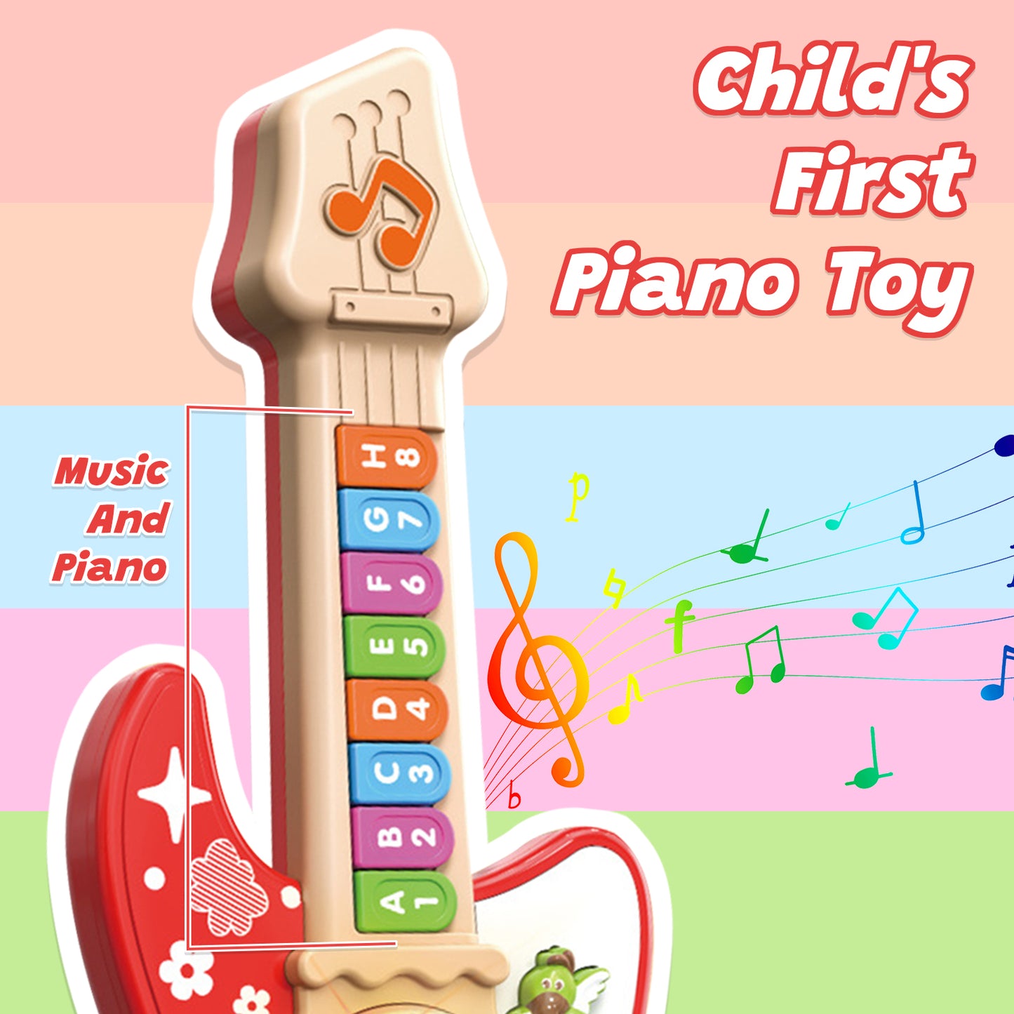 Baby Musical Toys for 12-24 Months, Learning Toys for Toddlers 1 2 3 Year Old Boys Girls, Piano Guitar Toddler Toys 1-3 for Boys, First Birthday Gifts Toys for 1 2 Year Old Girls